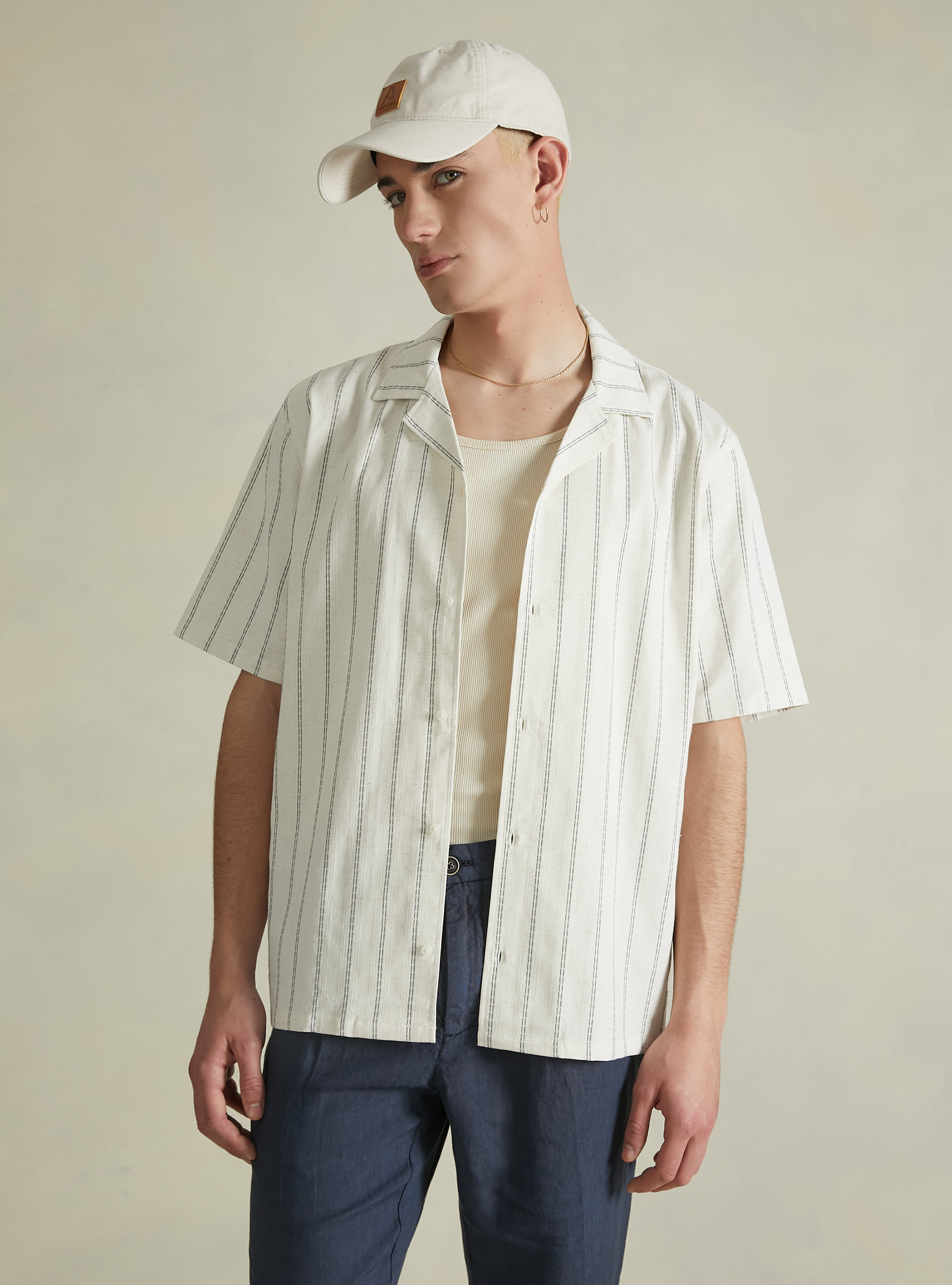 Chemise en lin m&eacute;lang&eacute; texture, IN2 INDIGO MEDIUM