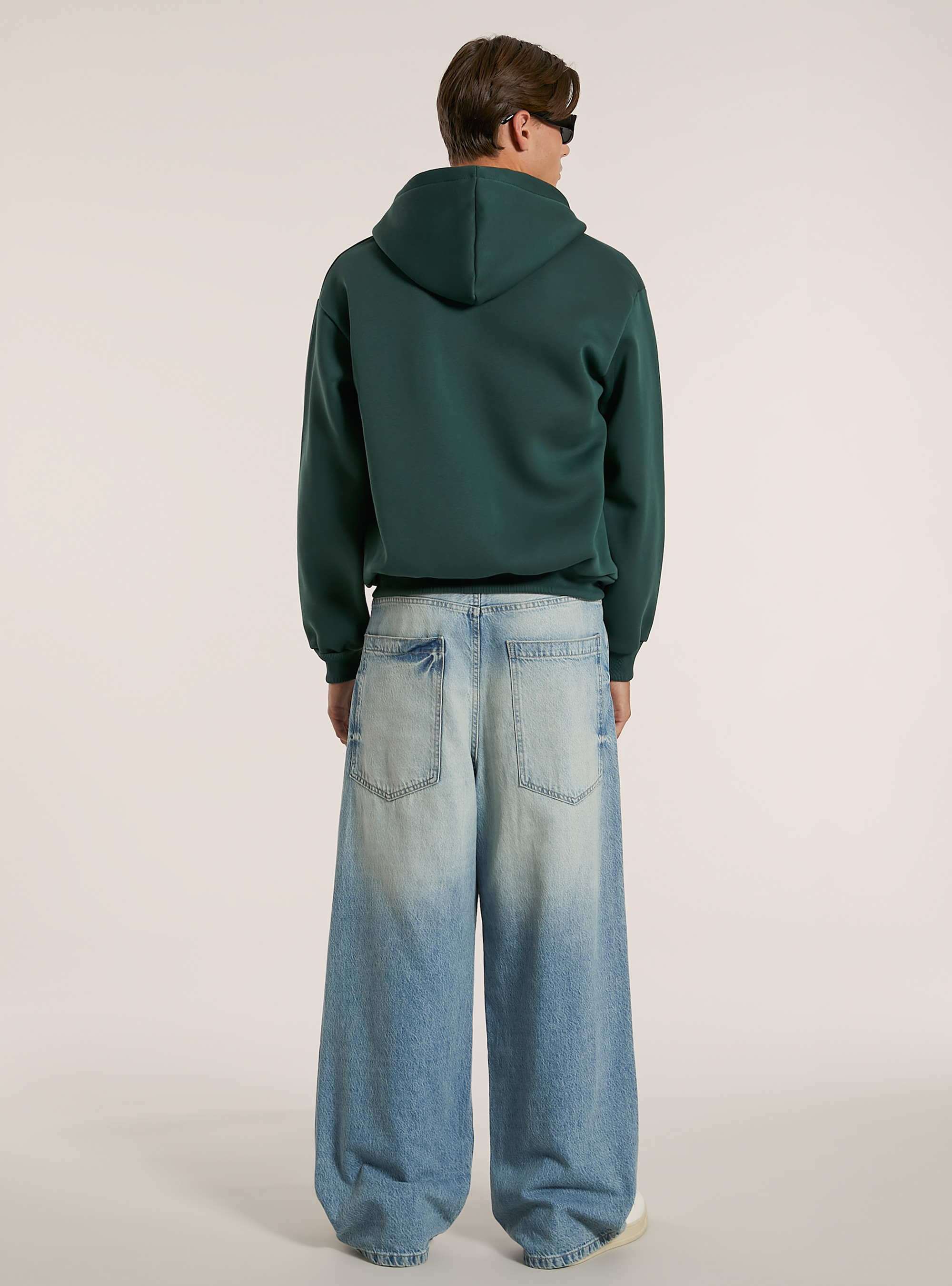 Sweatshirt with zip and boxy fit hood, GN1 GREEN DARK