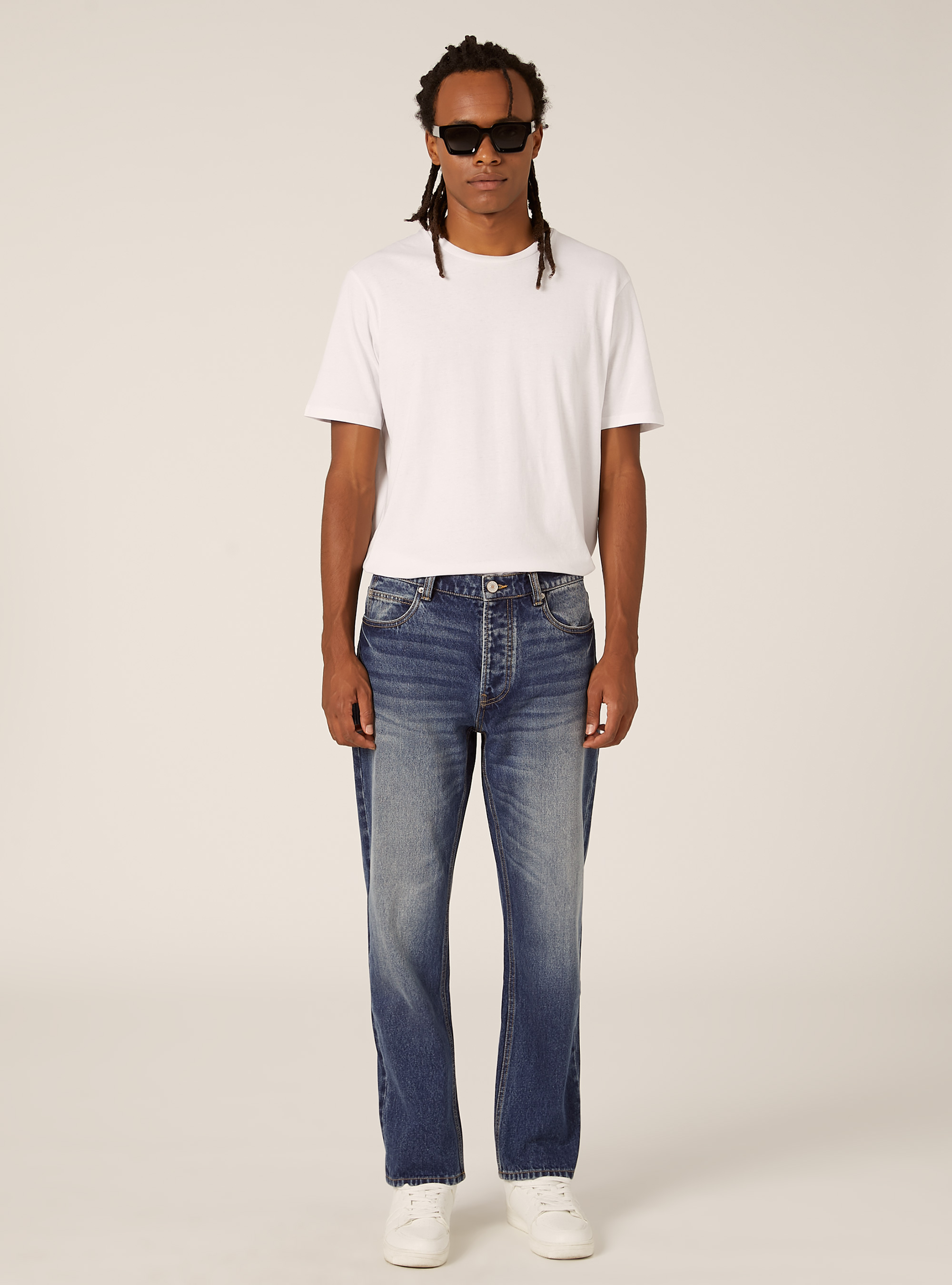 Jeans coupe droite, D002 MEDIUM DARK BLUE