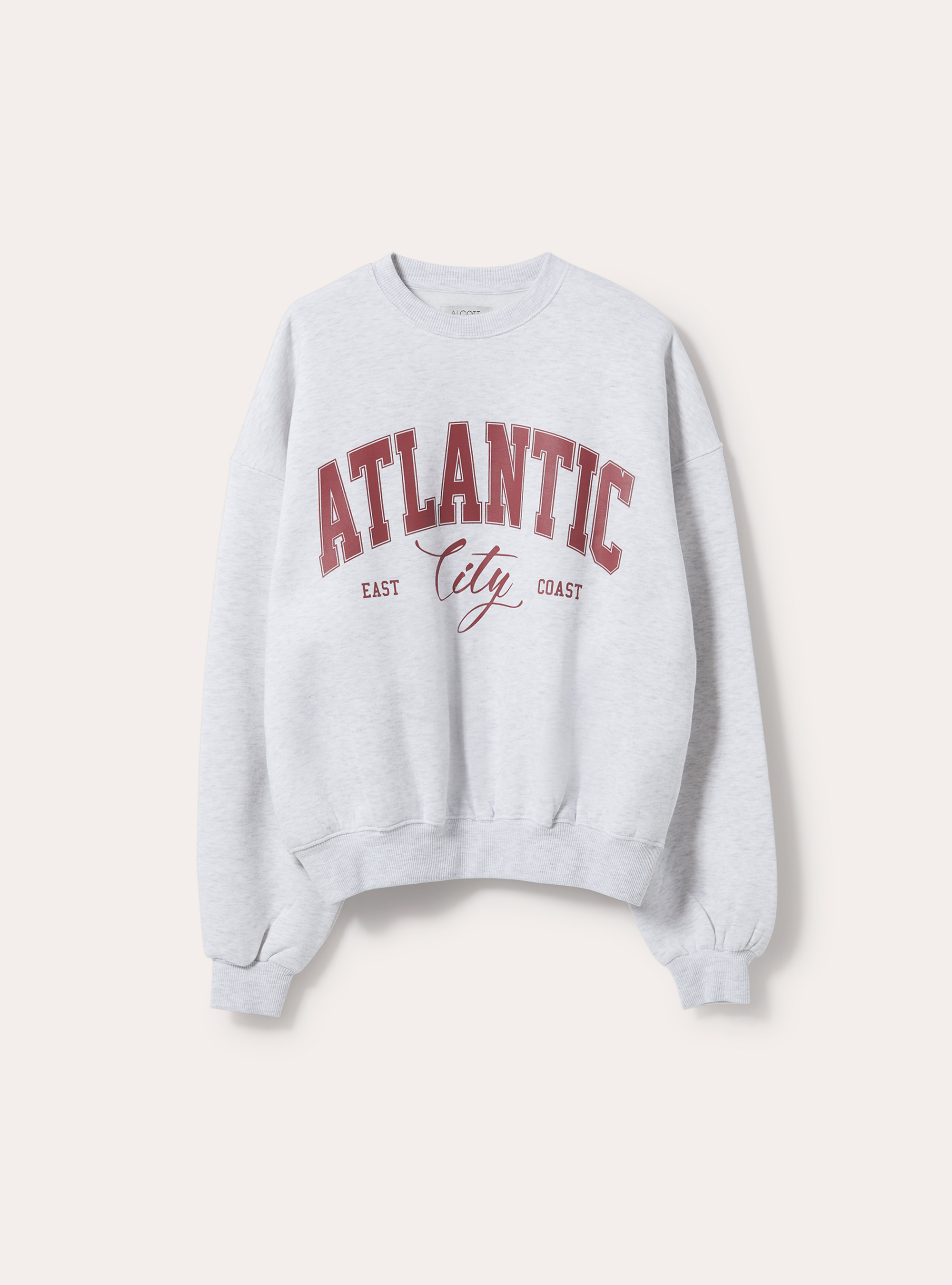 Felpa oversize con stampa, MGY3 GREY MEL LIGHT