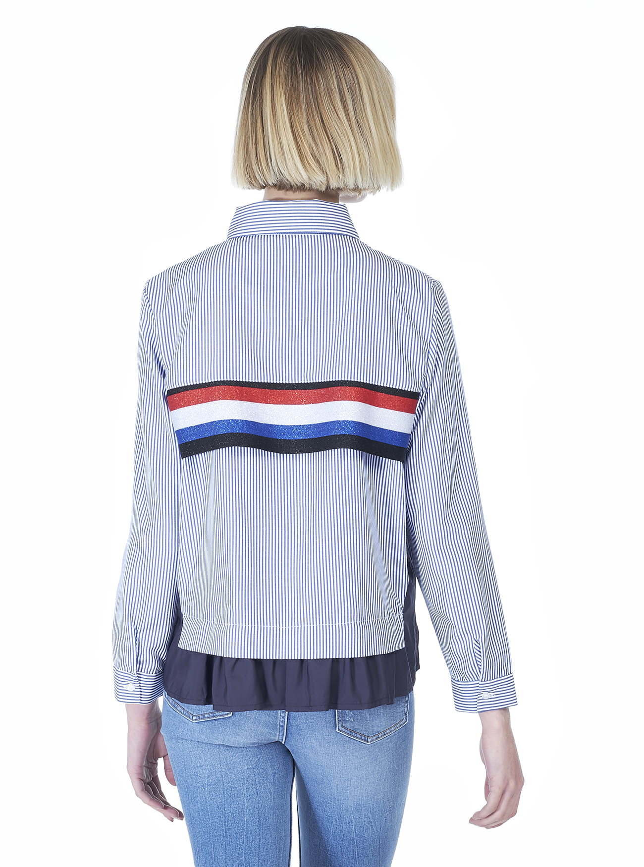 Camicia regular fit con dettaglio a contrasto con brillantini sul front, MULTICOLOR