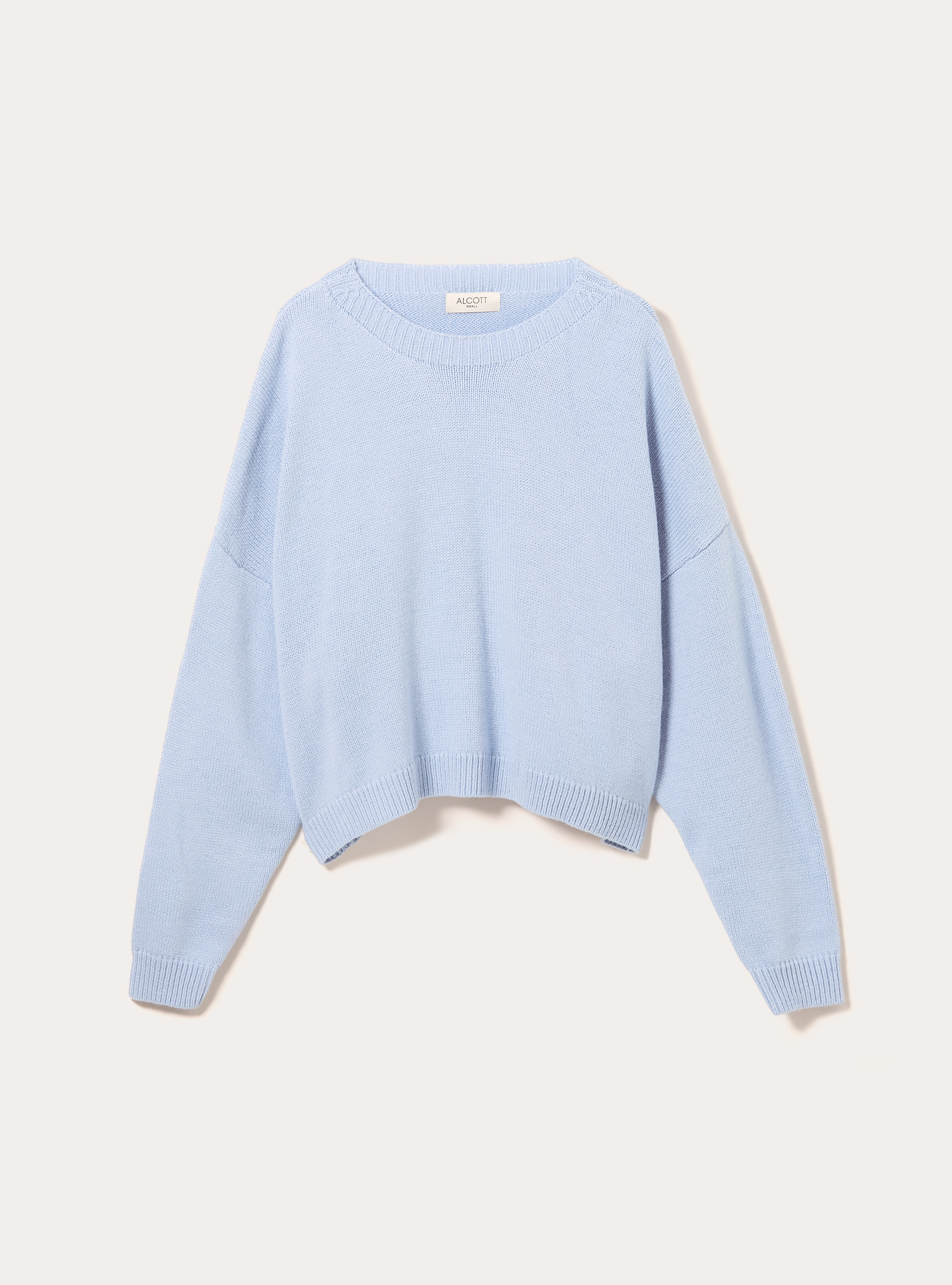 Basic crew neck pullover, MAZ2 AZURE MEL MEDIUM