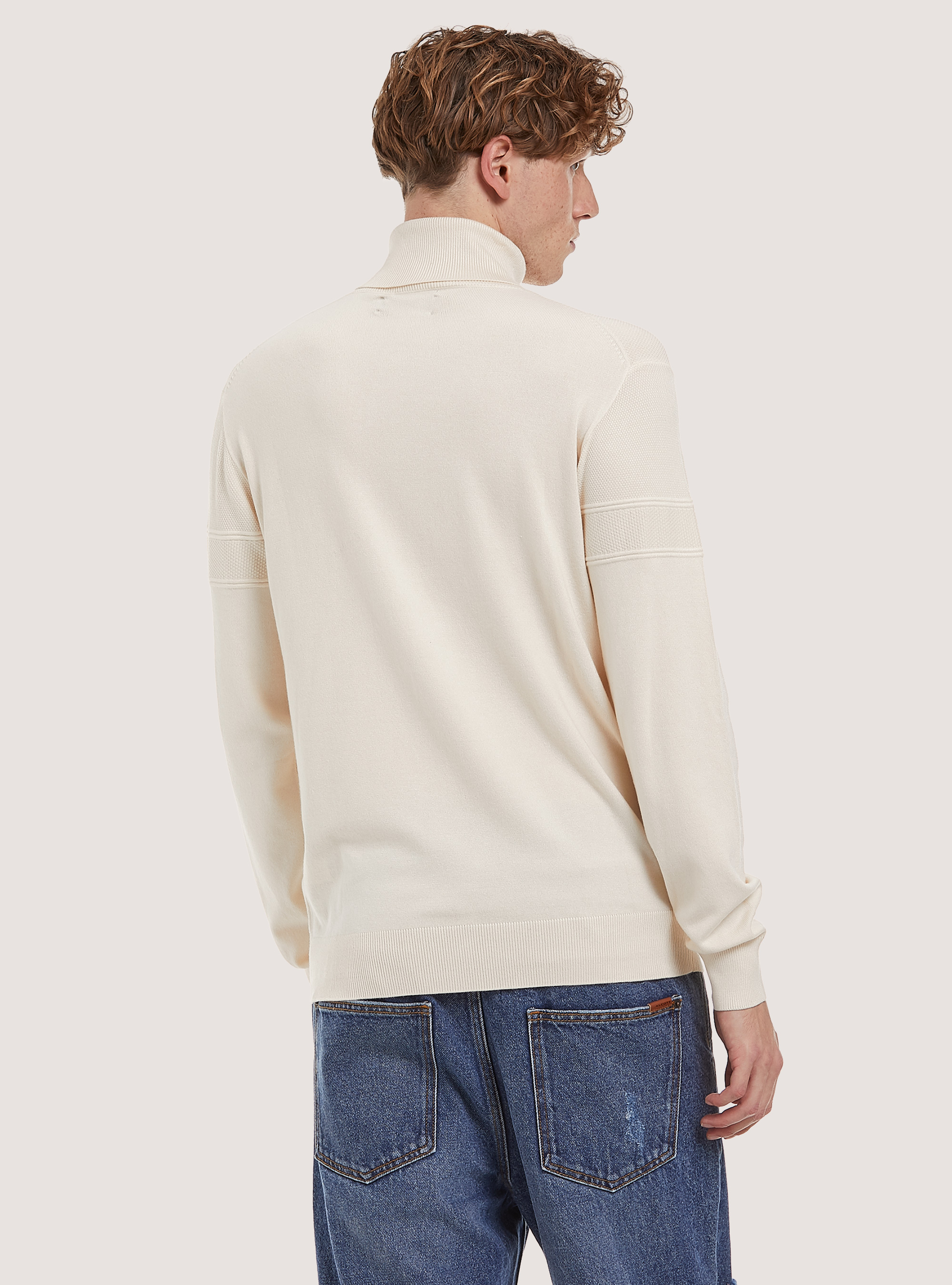 Fine turtleneck pullover with soft viscose texture, WH1 OFF WHITE