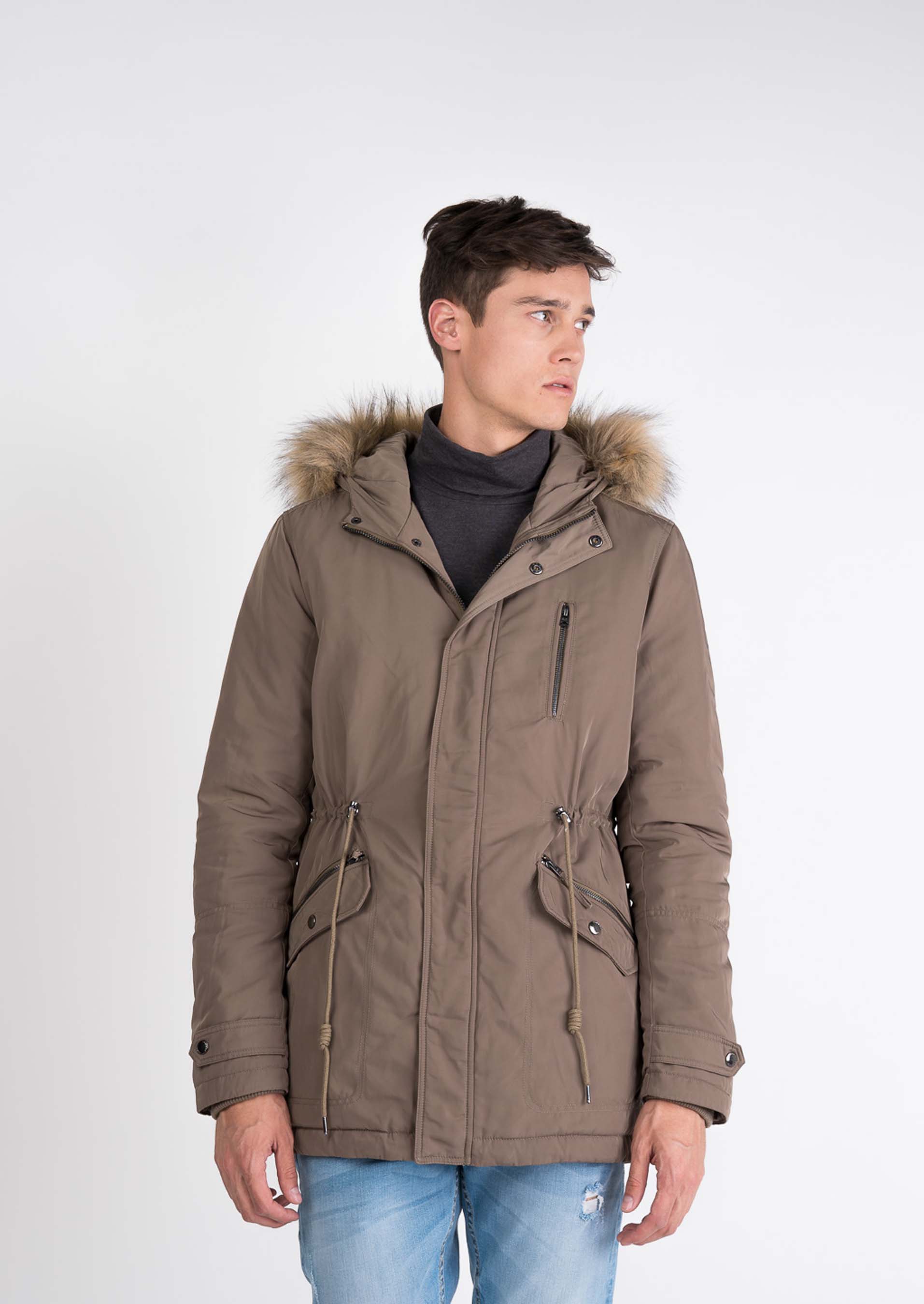 Parka imbottito con cappuccio, ECRU