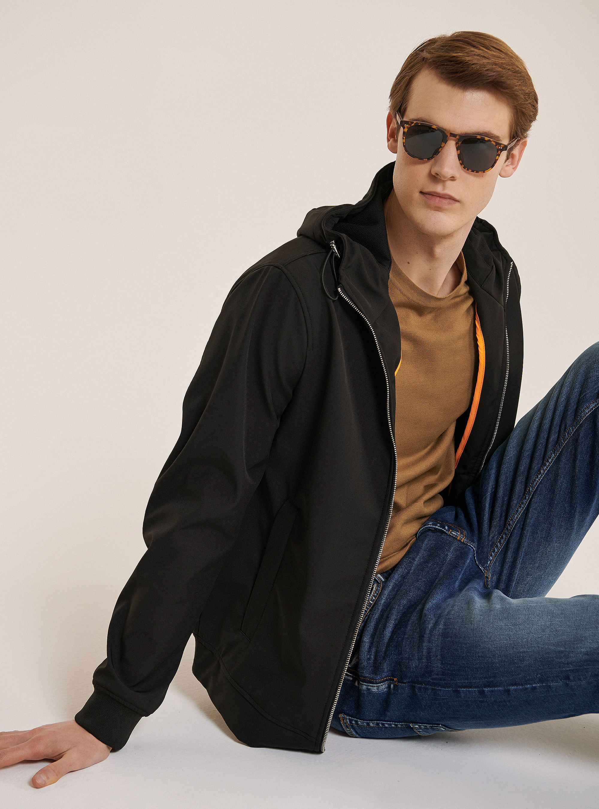 Windproof and waterproof technical fabric jacket, C101 BLACK