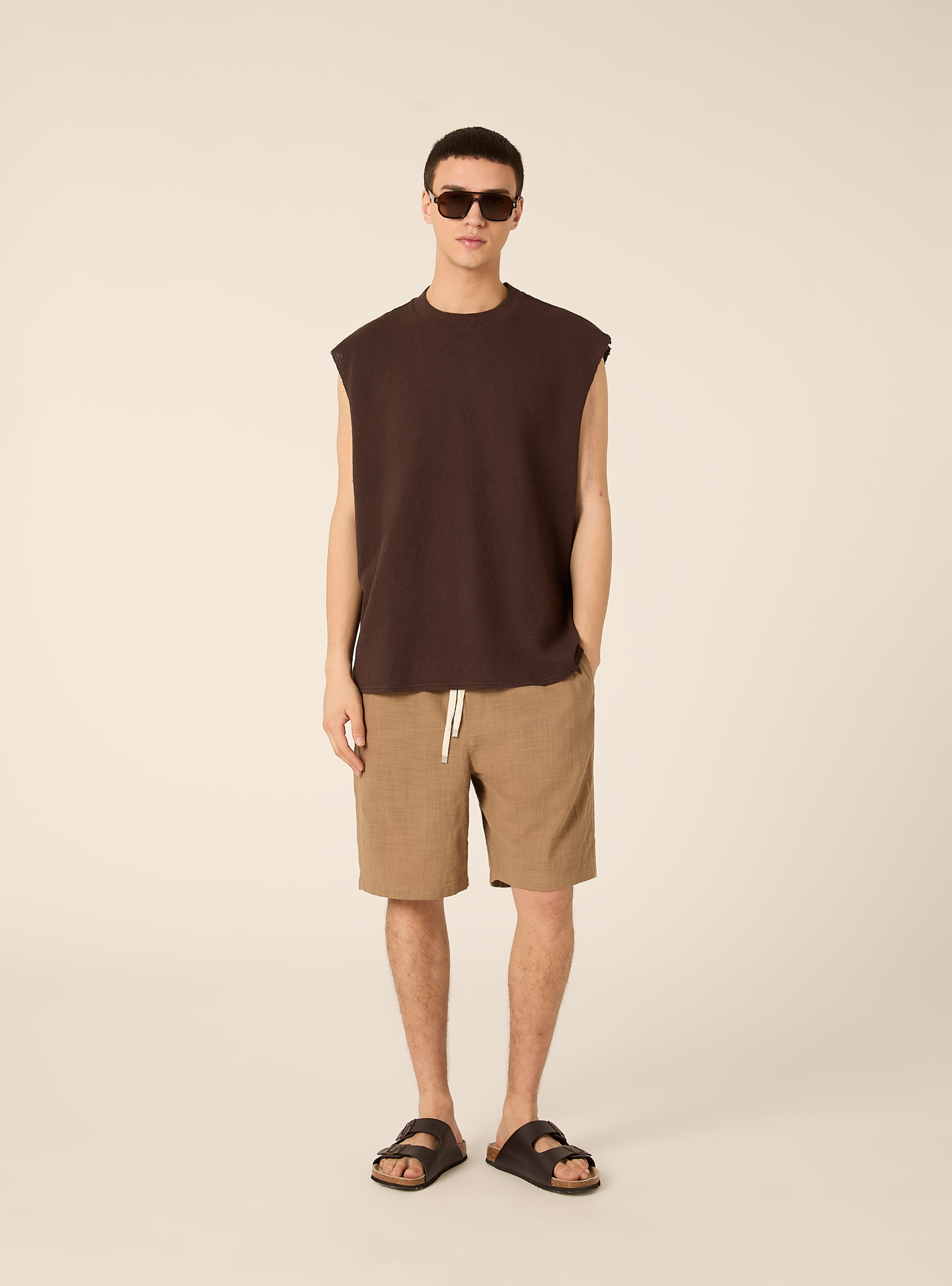 Canotta boxy fit  effetto maglia, BR1 BROWN DARK