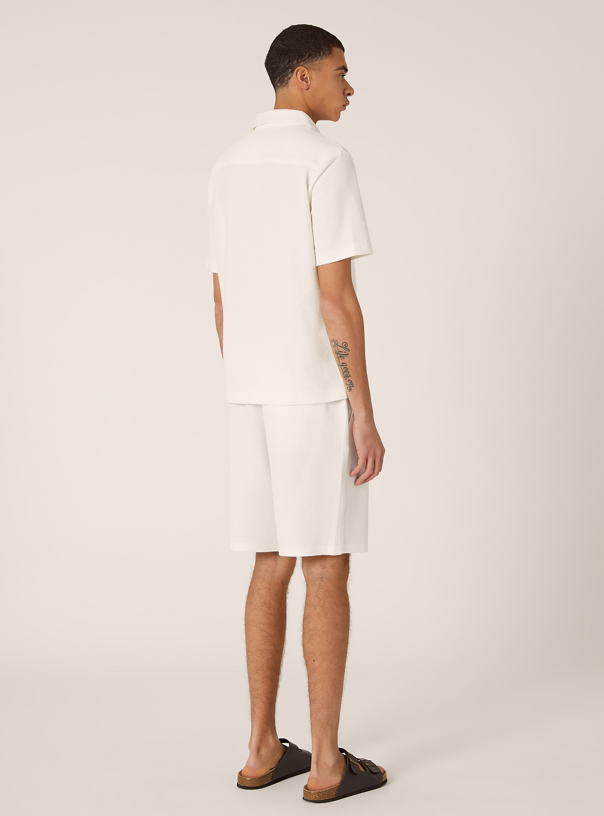 Camicia a maniche corte con texture, WH1 OFF WHITE