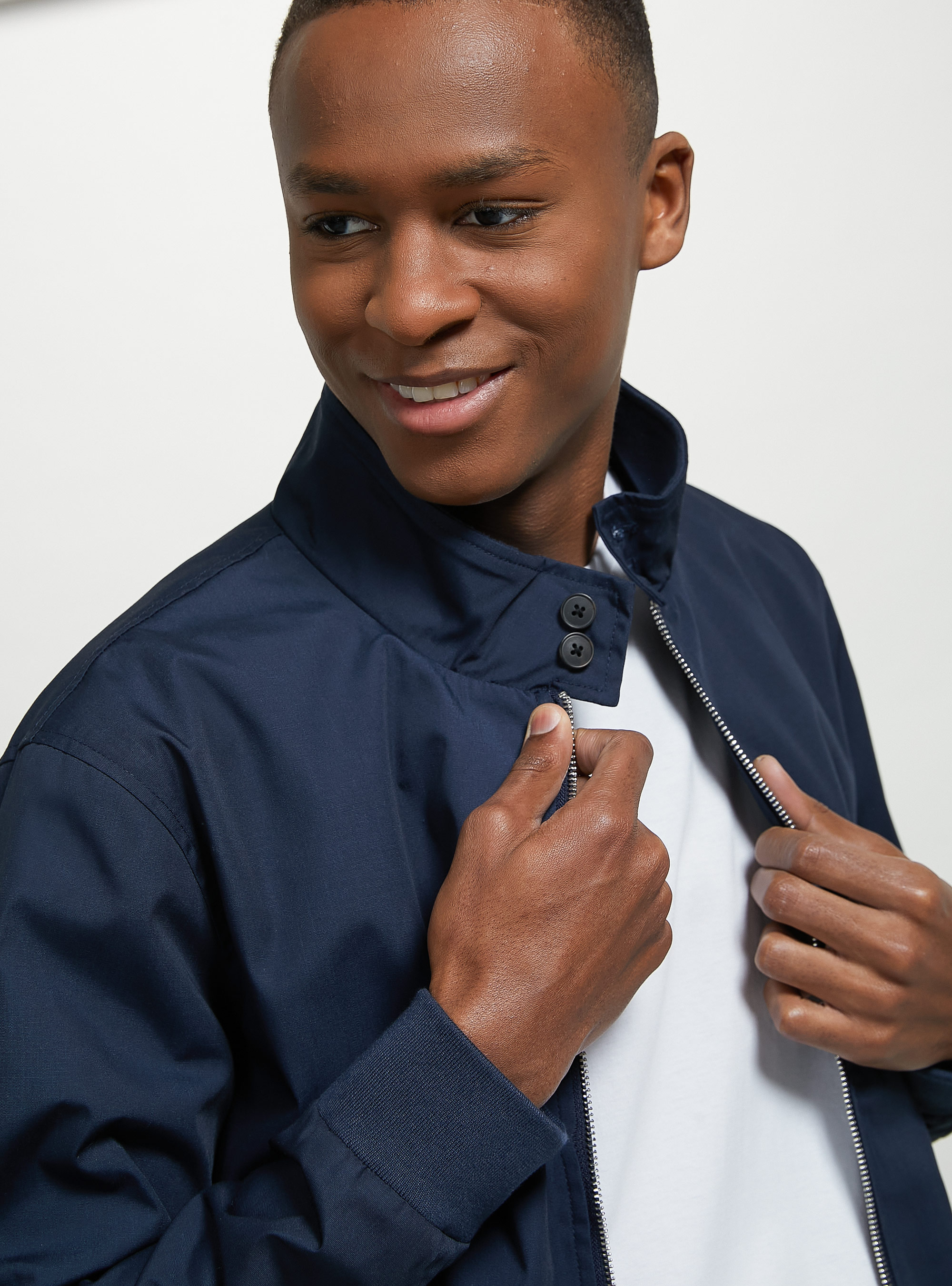 Cotton Blend Bomber Jacket, NA3 NAVY LIGHT