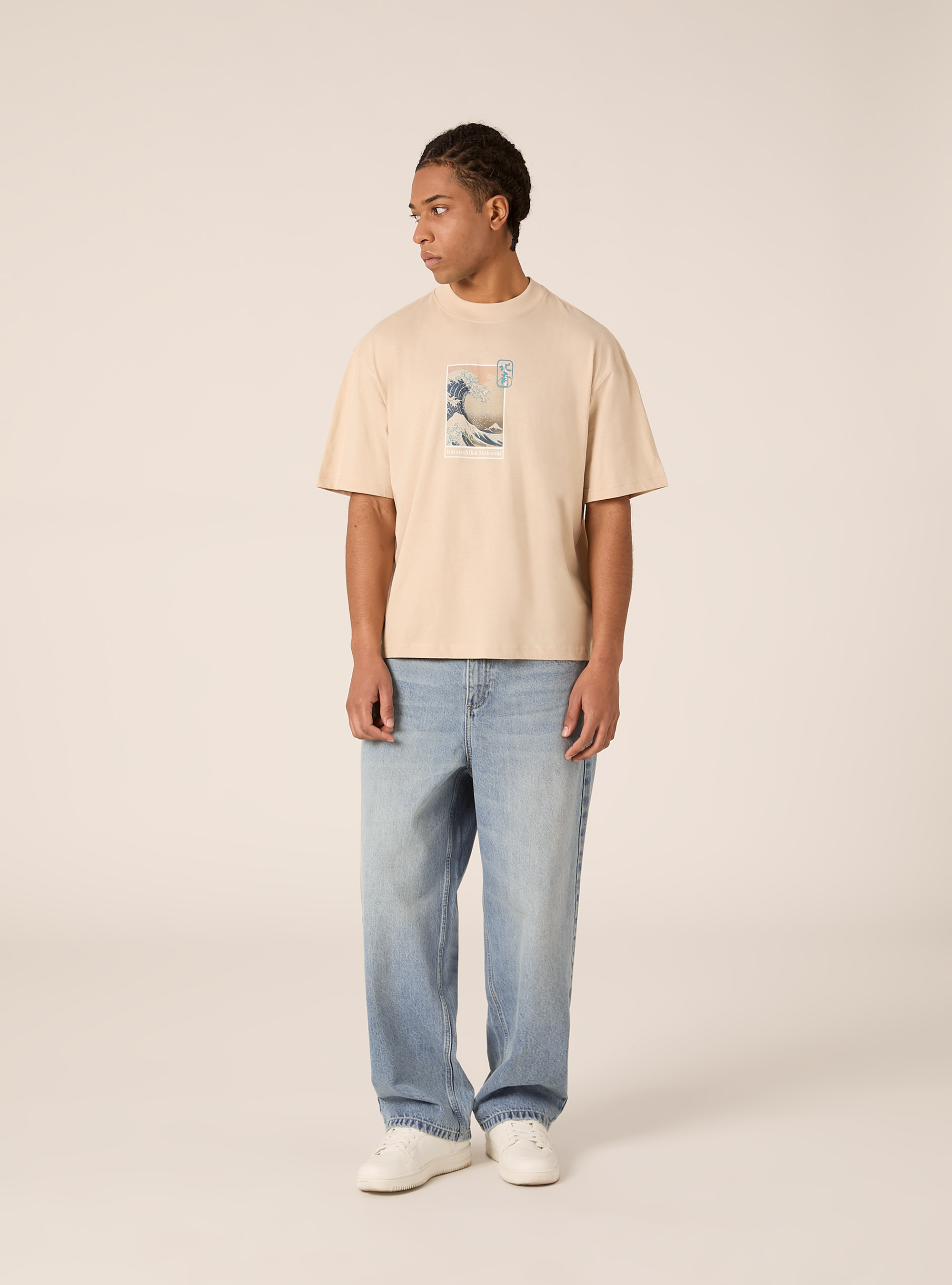 Katsushika Hokusai boxy fit T-shirt / Alcott, BG3 BEIGE LIGHT
