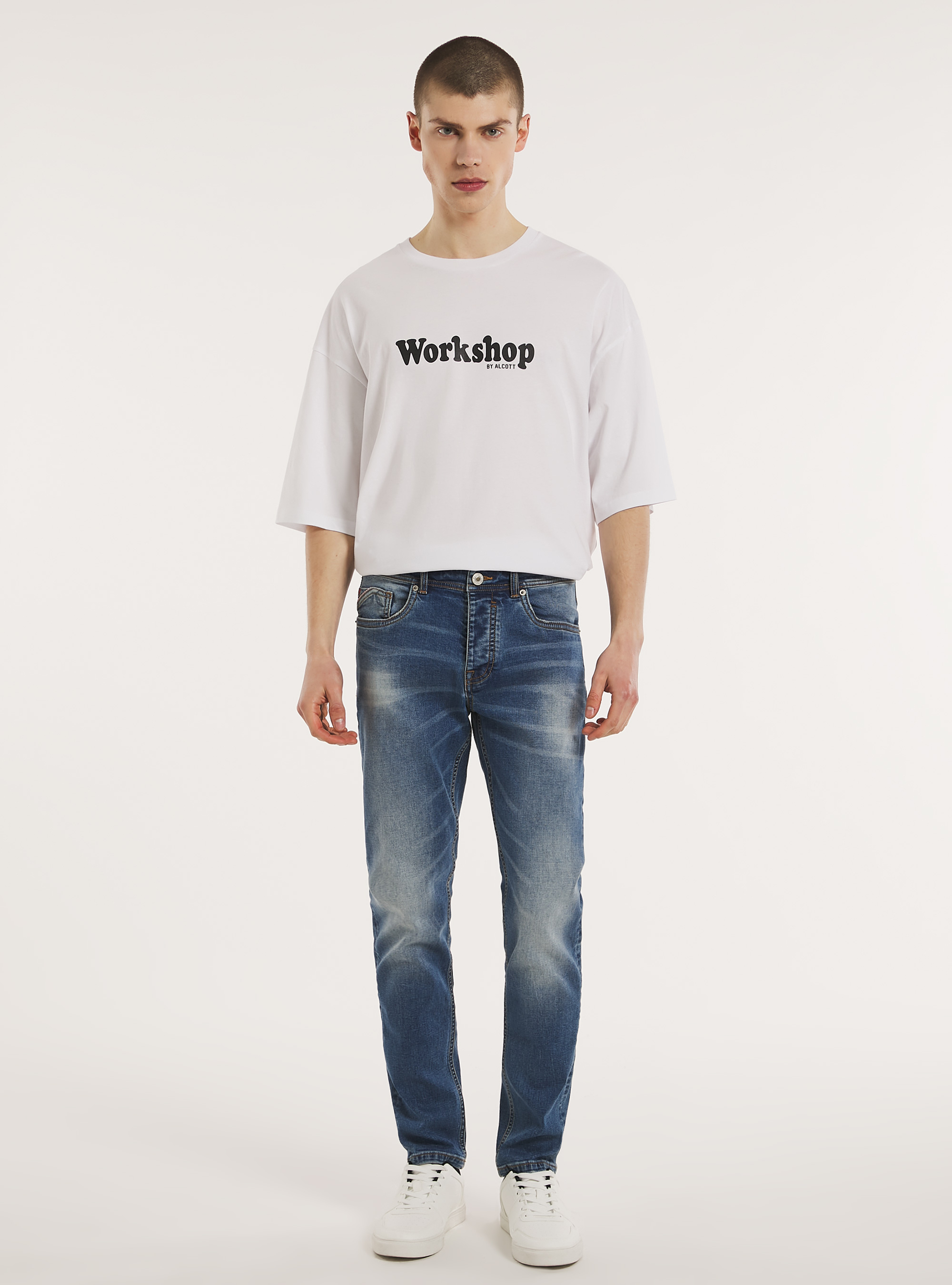 Jeans skinny fit in denim stretch, D003 MEDIUM BLUE