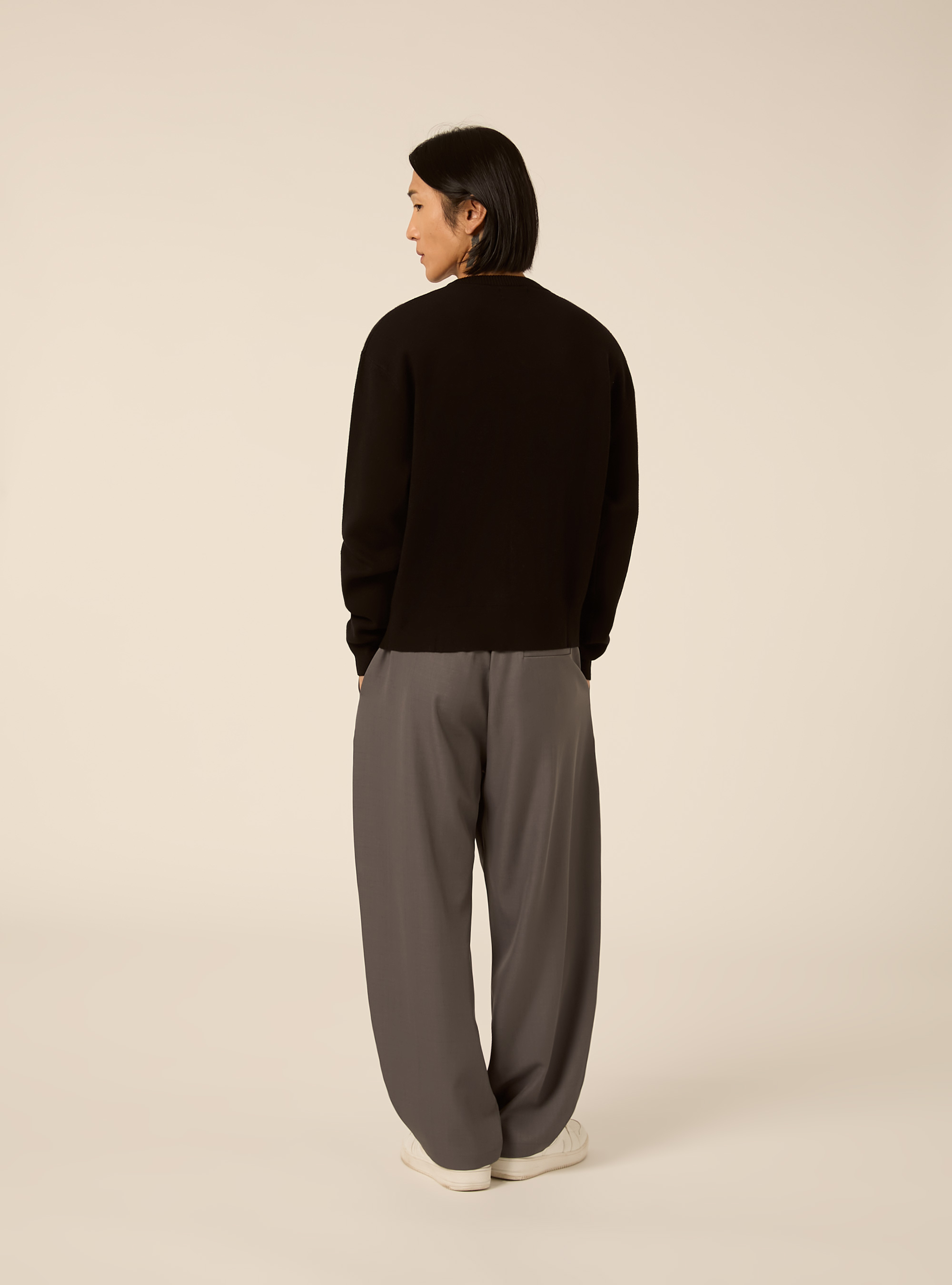 Pullover boxy fit morbido, NERO