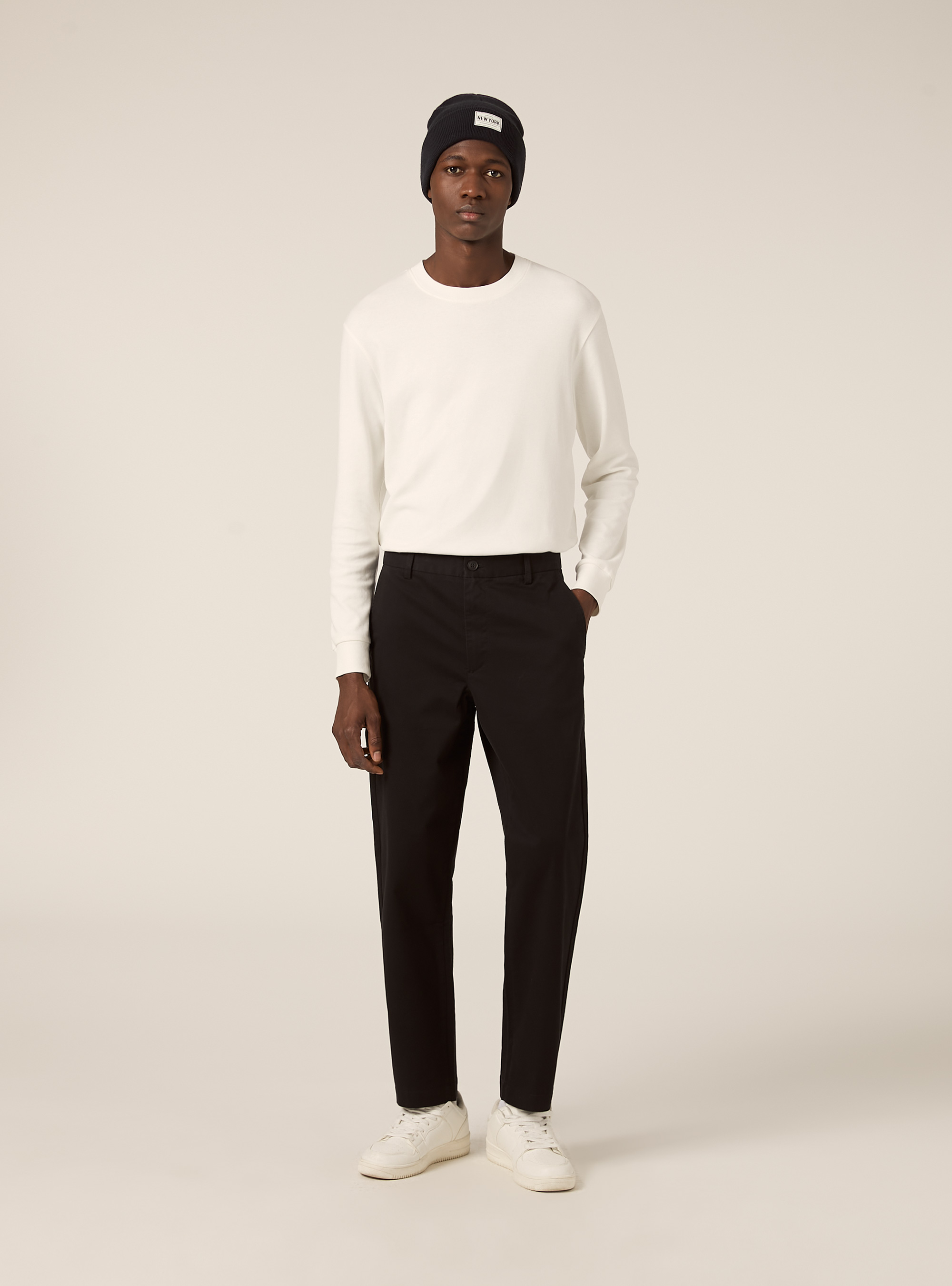 Slim Fit Chino-Hose aus Stretch-Twill, BK1 BLACK