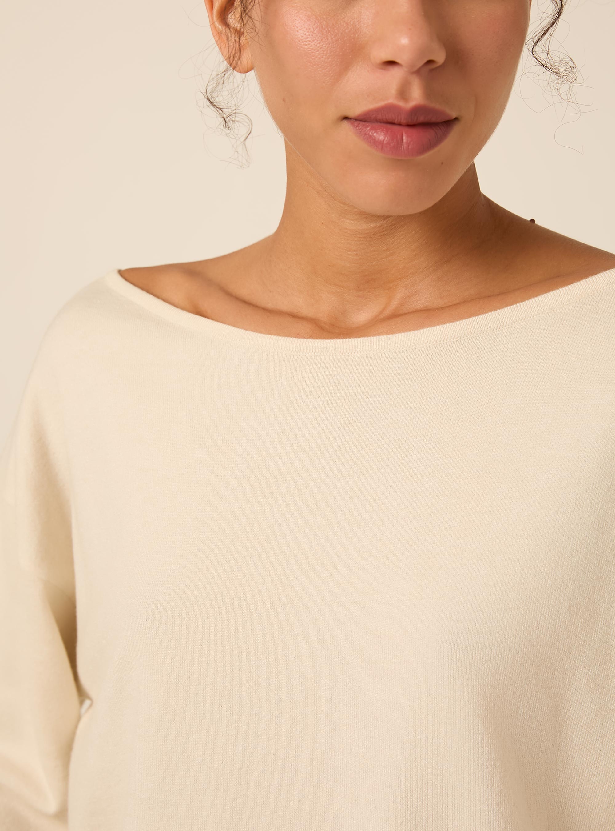 Maglia scollo a barca, MCR2 CREAM MEL MED