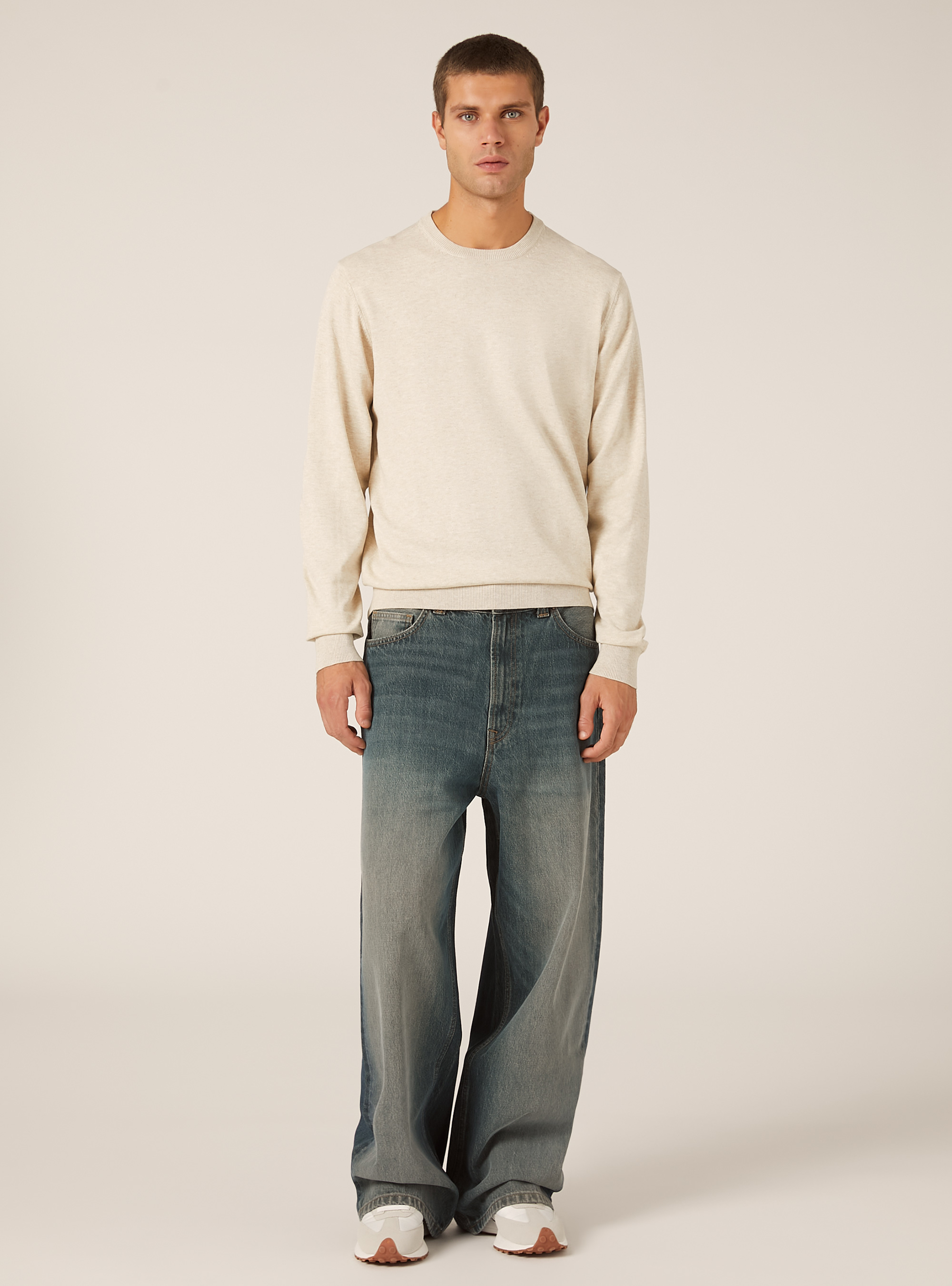 Jersey de cuello redondo de viscosa Ecovero, MCR3 CREAM MEL LIGHT