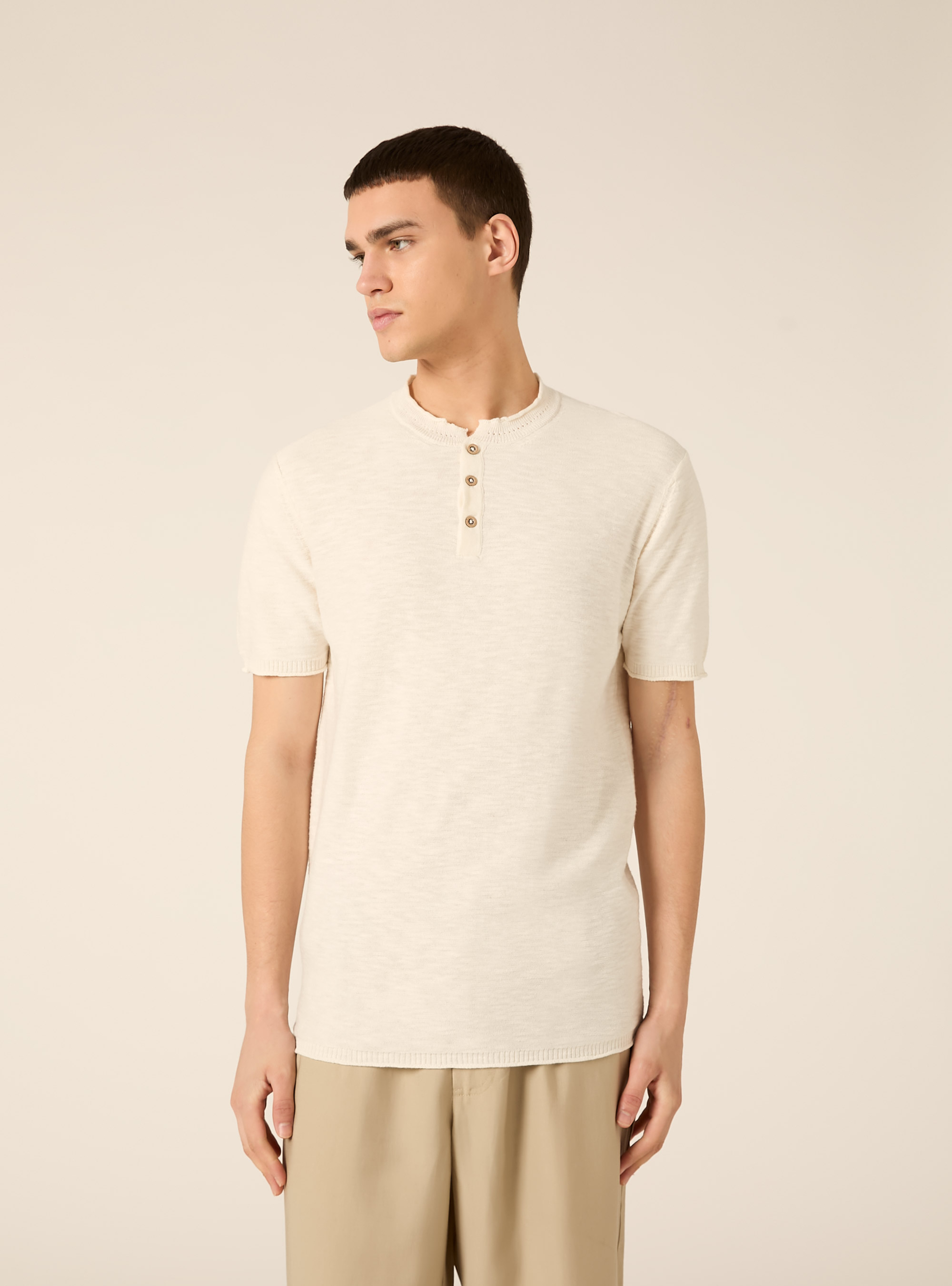 Pullover leggero con collo serafino, OFF WHITE