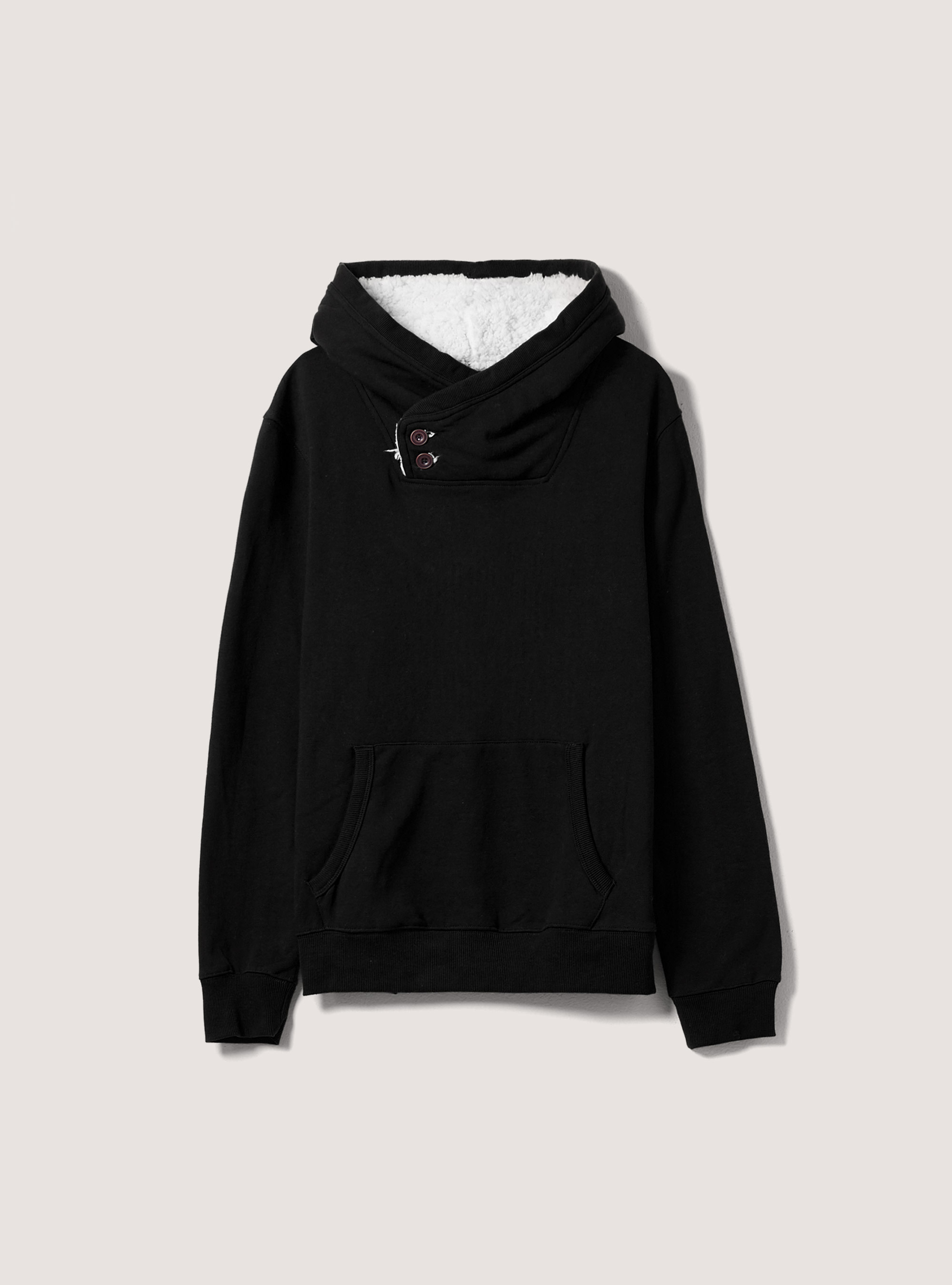 Faux fur hoodie, BK1 BLACK