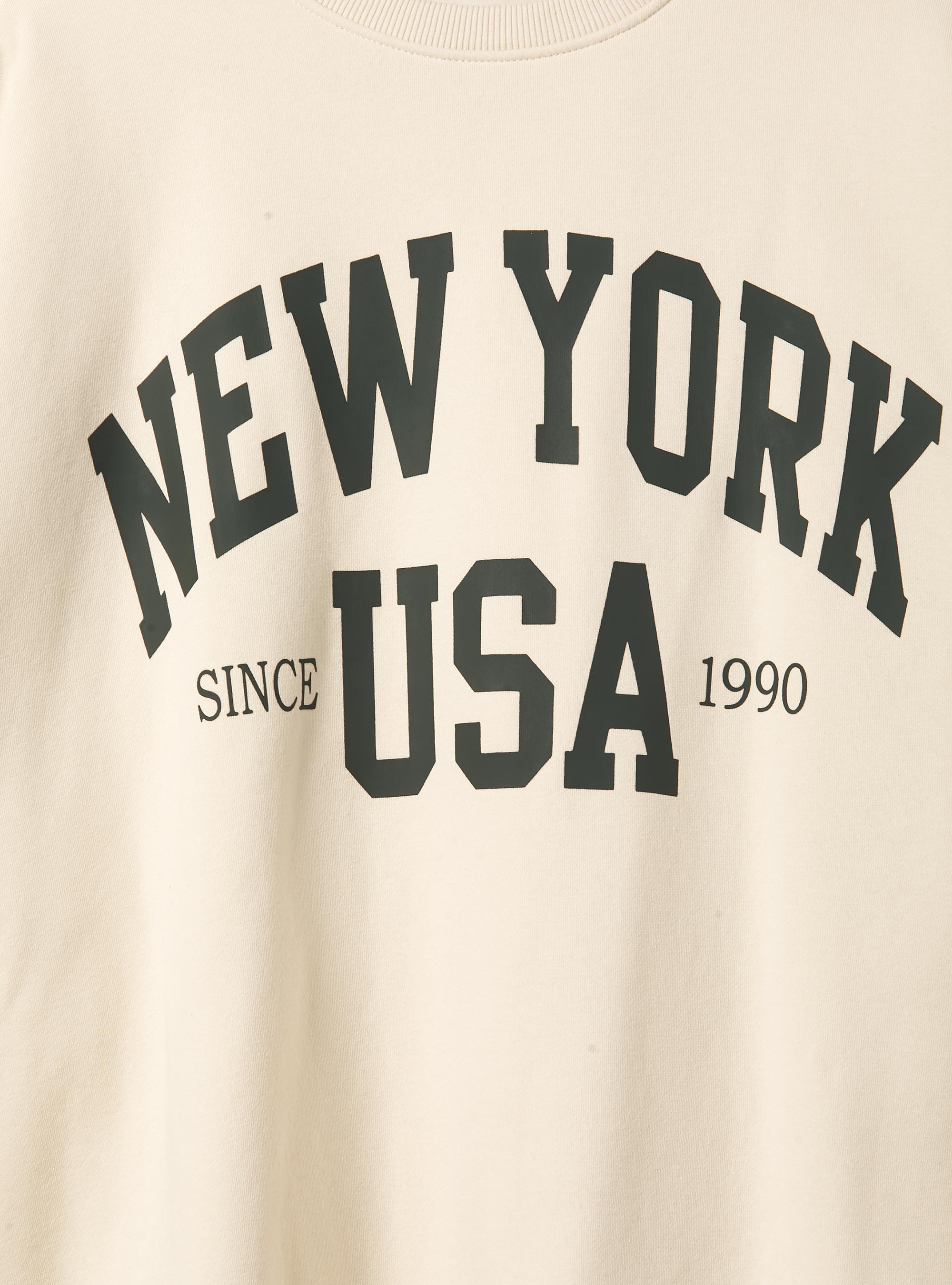 Sudadera universitaria oversize de cuello redondo, CR2 CREAM MEDIUM