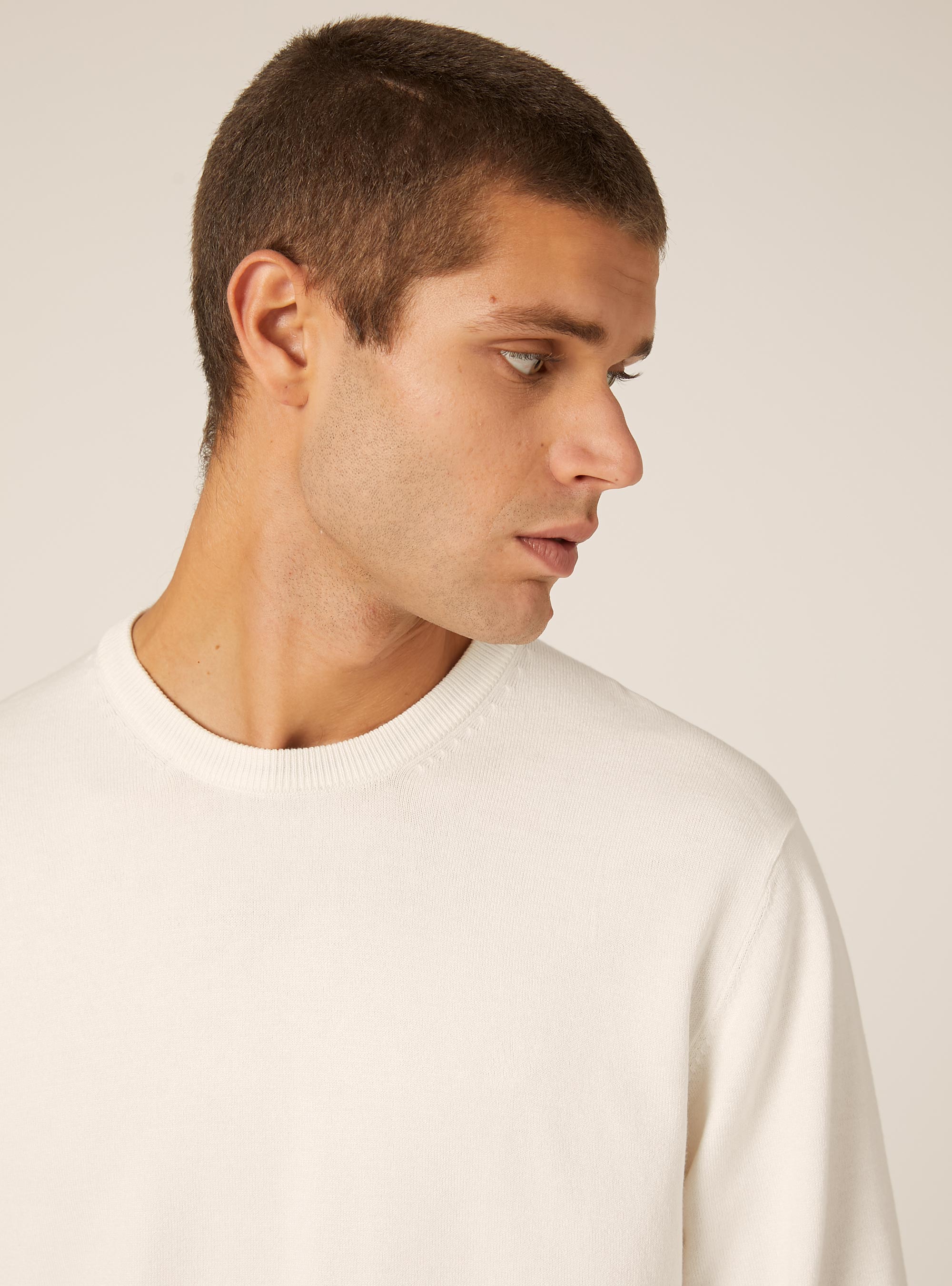 Jersey de cuello redondo de viscosa Ecovero, WH2 WHITE