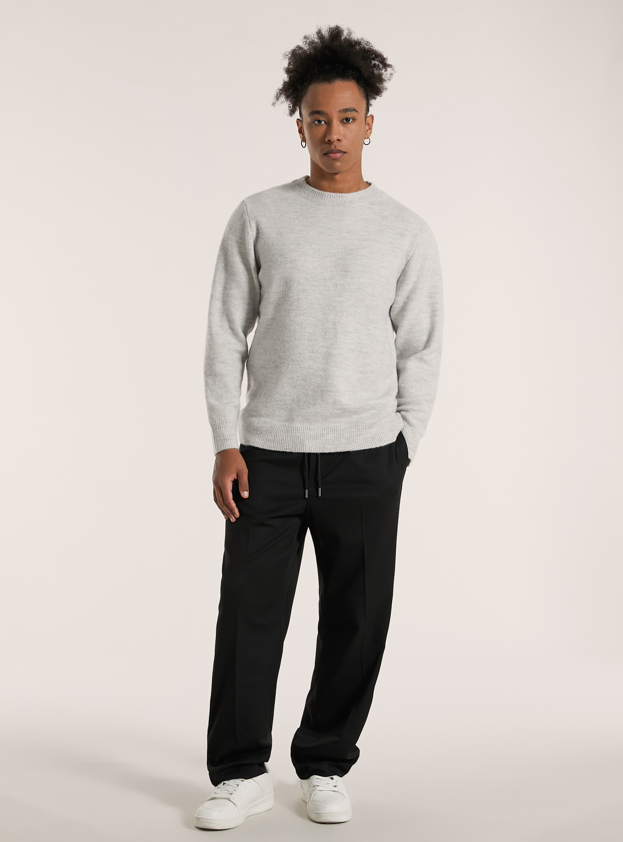 Pullover girocollo, MGY3 GREY MEL LIGHT