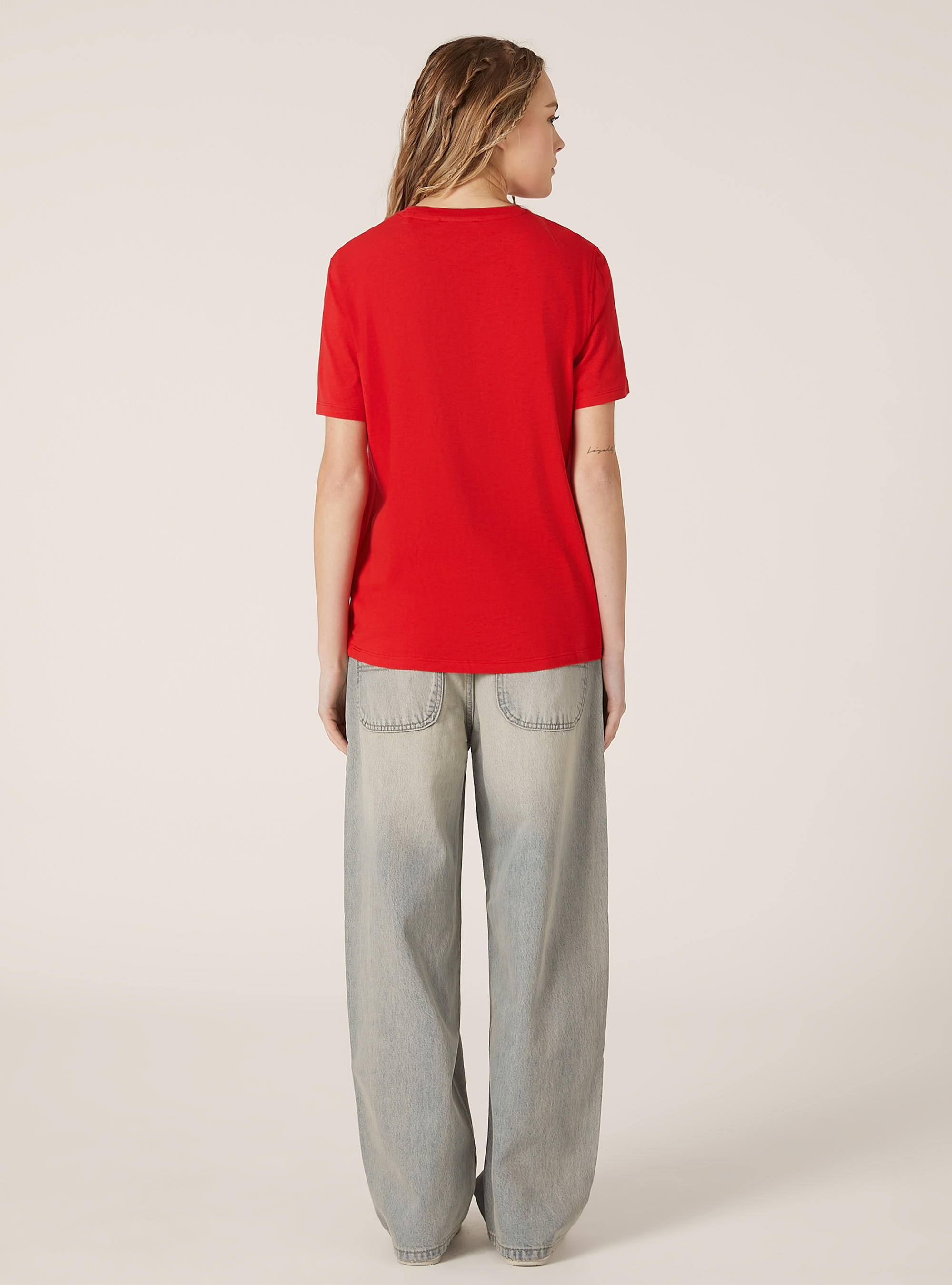 Camiseta de algodón con cuello redondo, RD2 RED MEDIUM