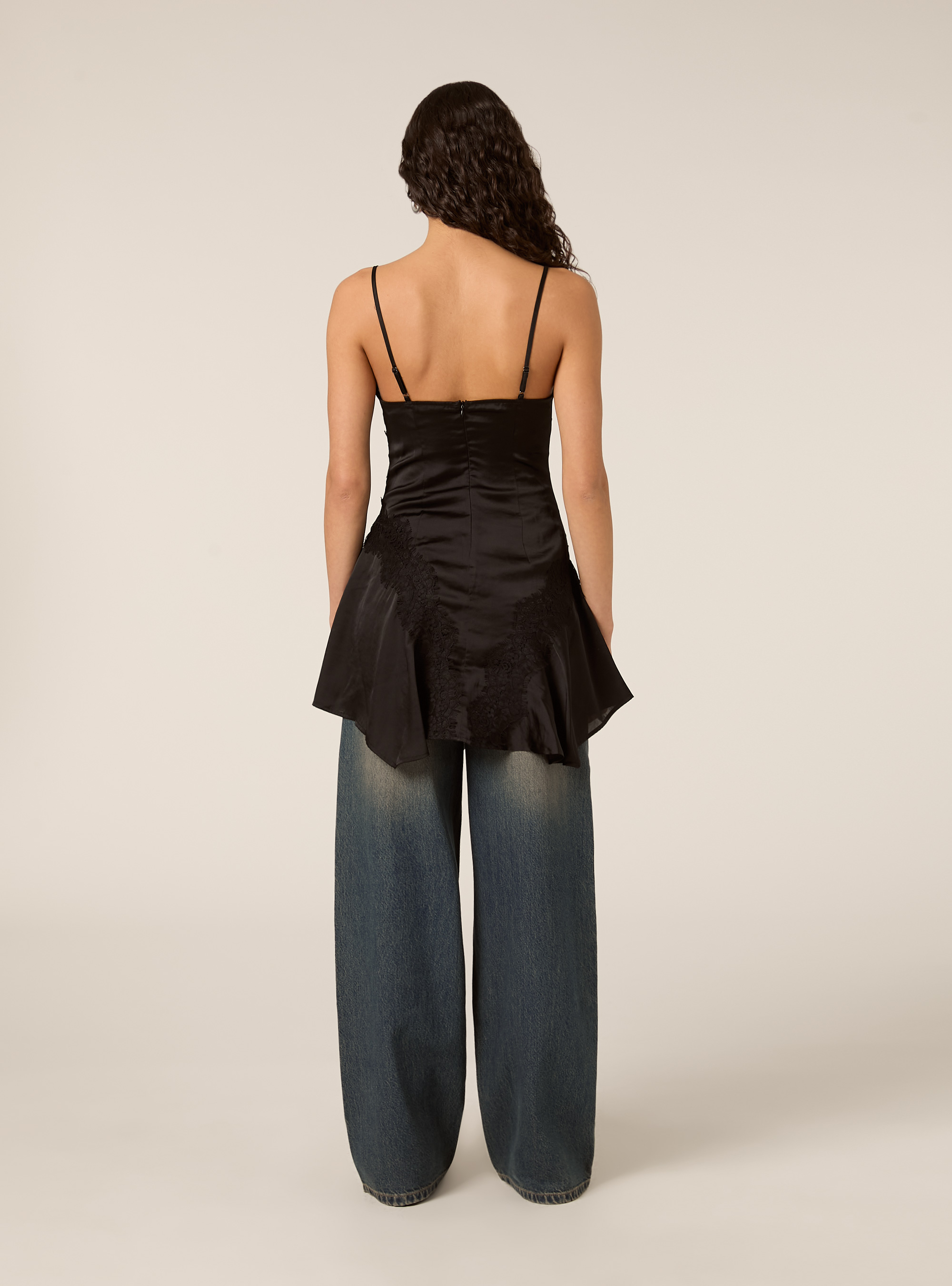 Kleid mit Tr&auml;gern im Lingerie-Stil, BK1 BLACK