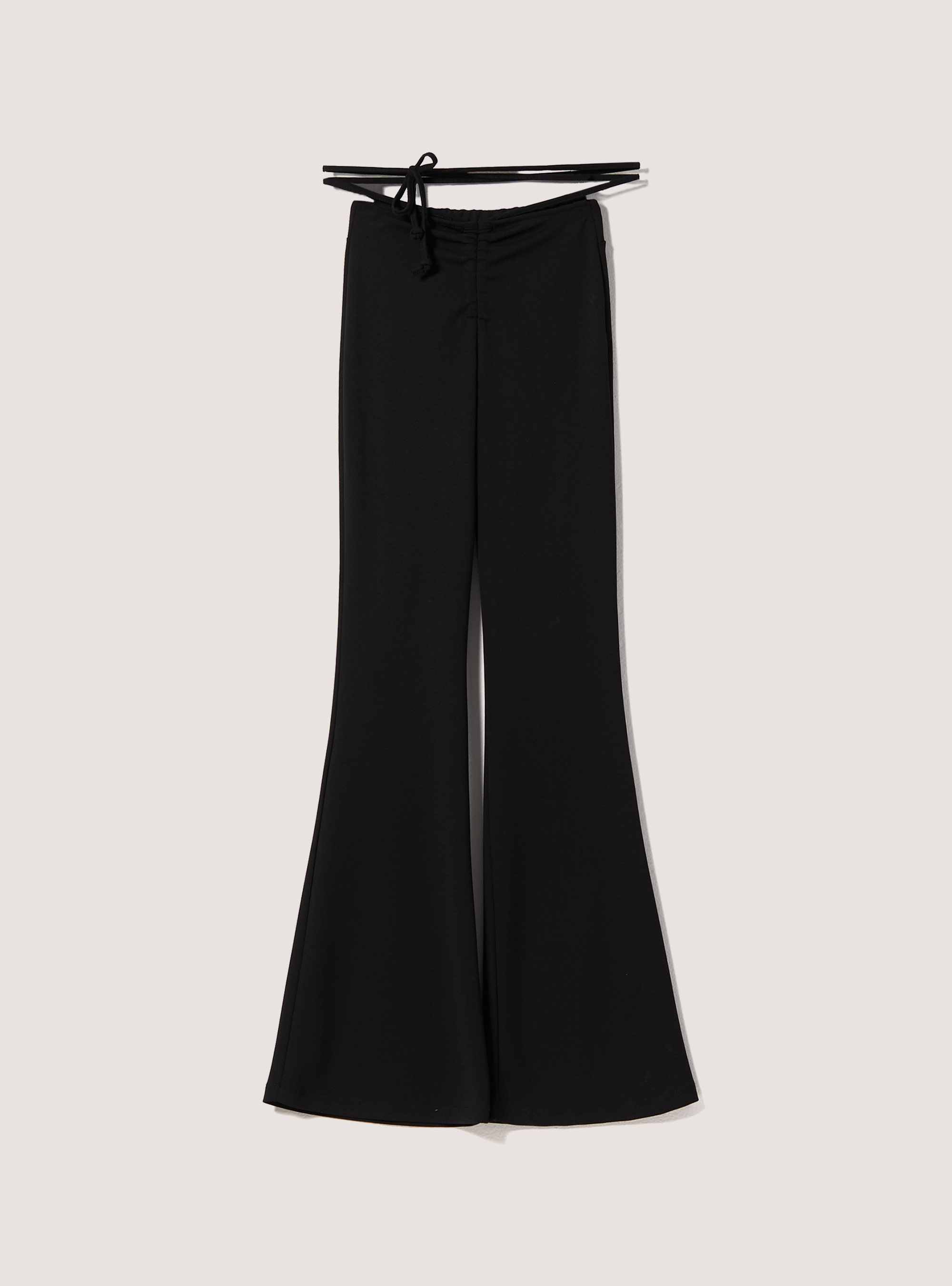 Plain-coloured flare trousers, BK1 BLACK