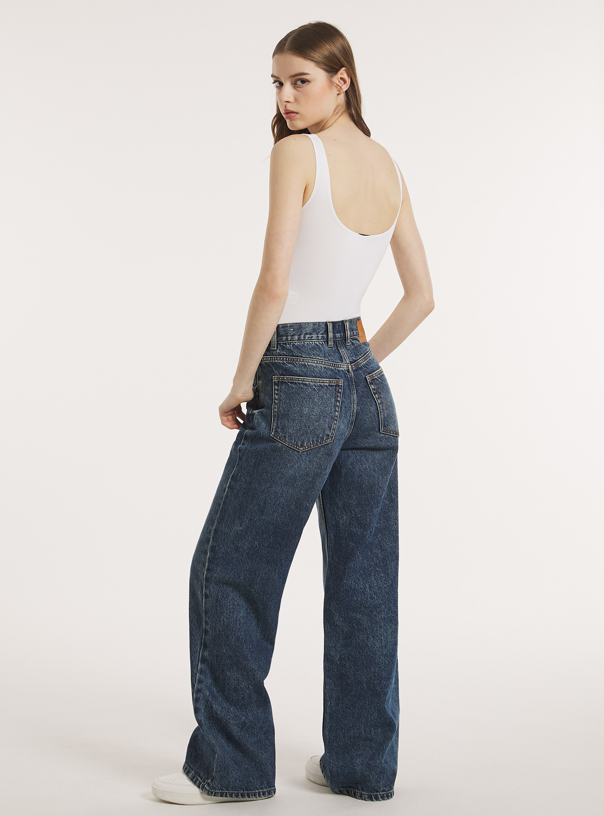 Wide leg jeans, D002 MEDIUM DARK BLUE
