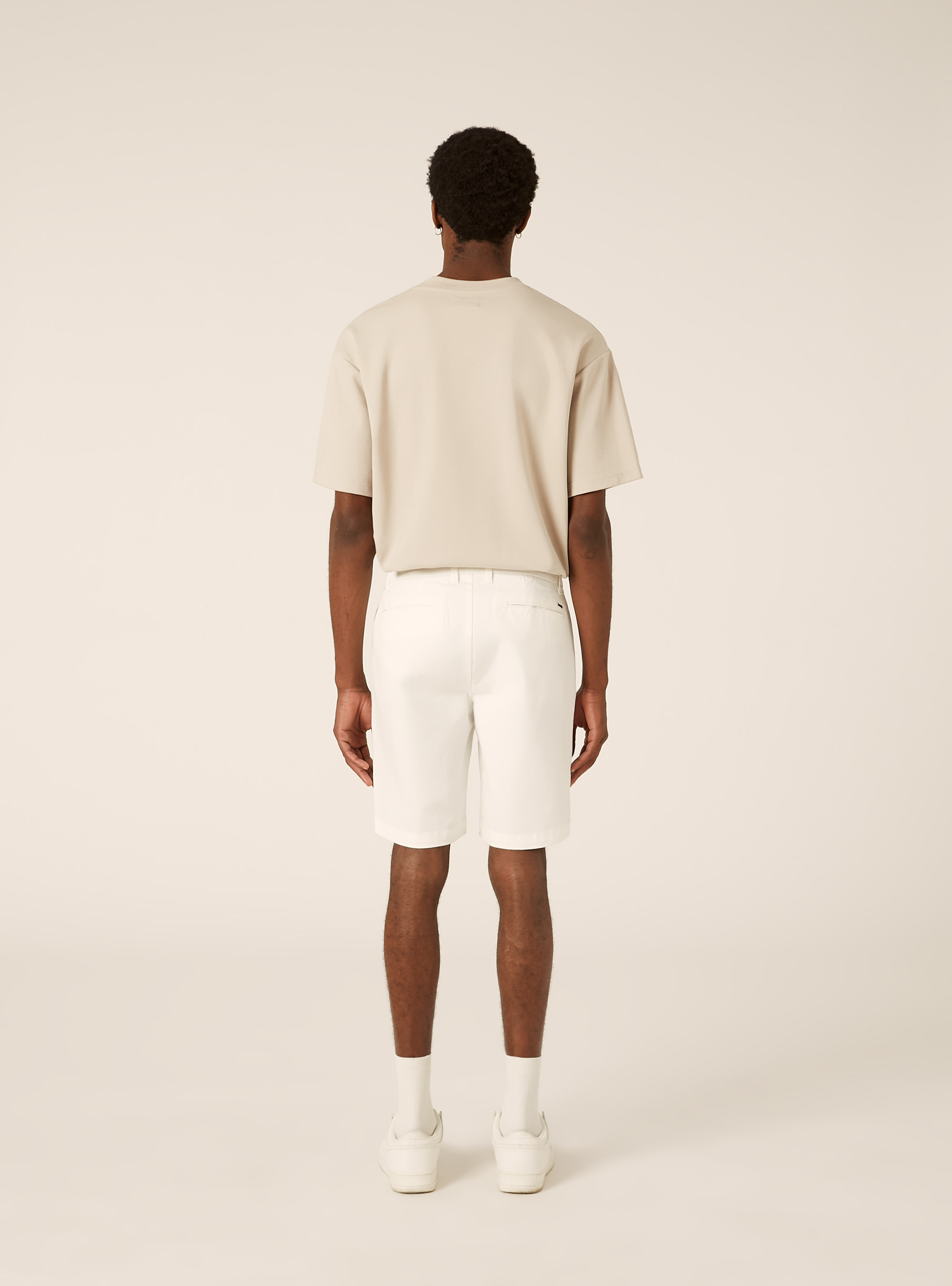 Bermuda in twill elasticizzato basico, WH1 OFF WHITE