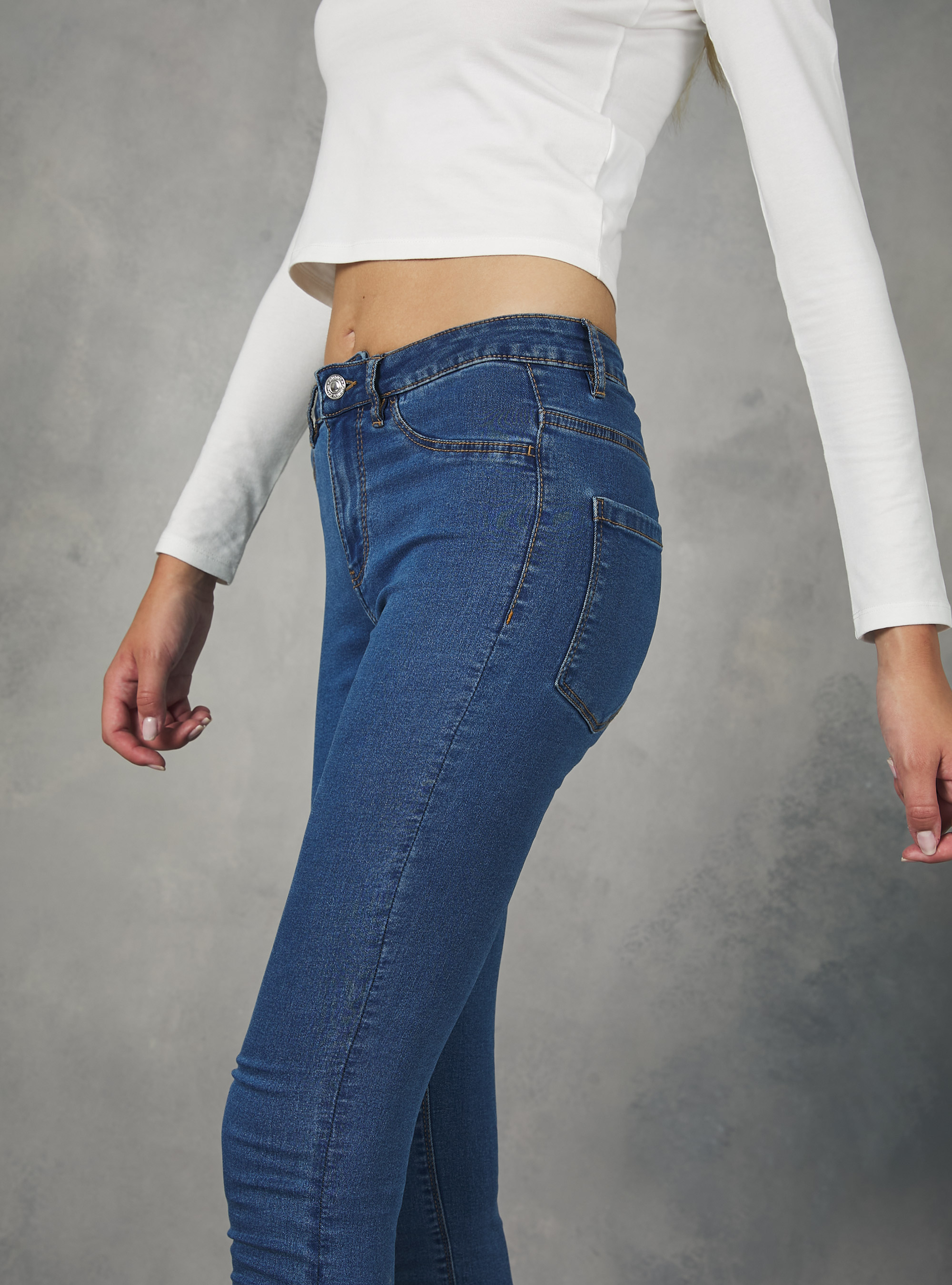 High-waisted super skinny jeans in stretch denim, D003 MEDIUM BLUE