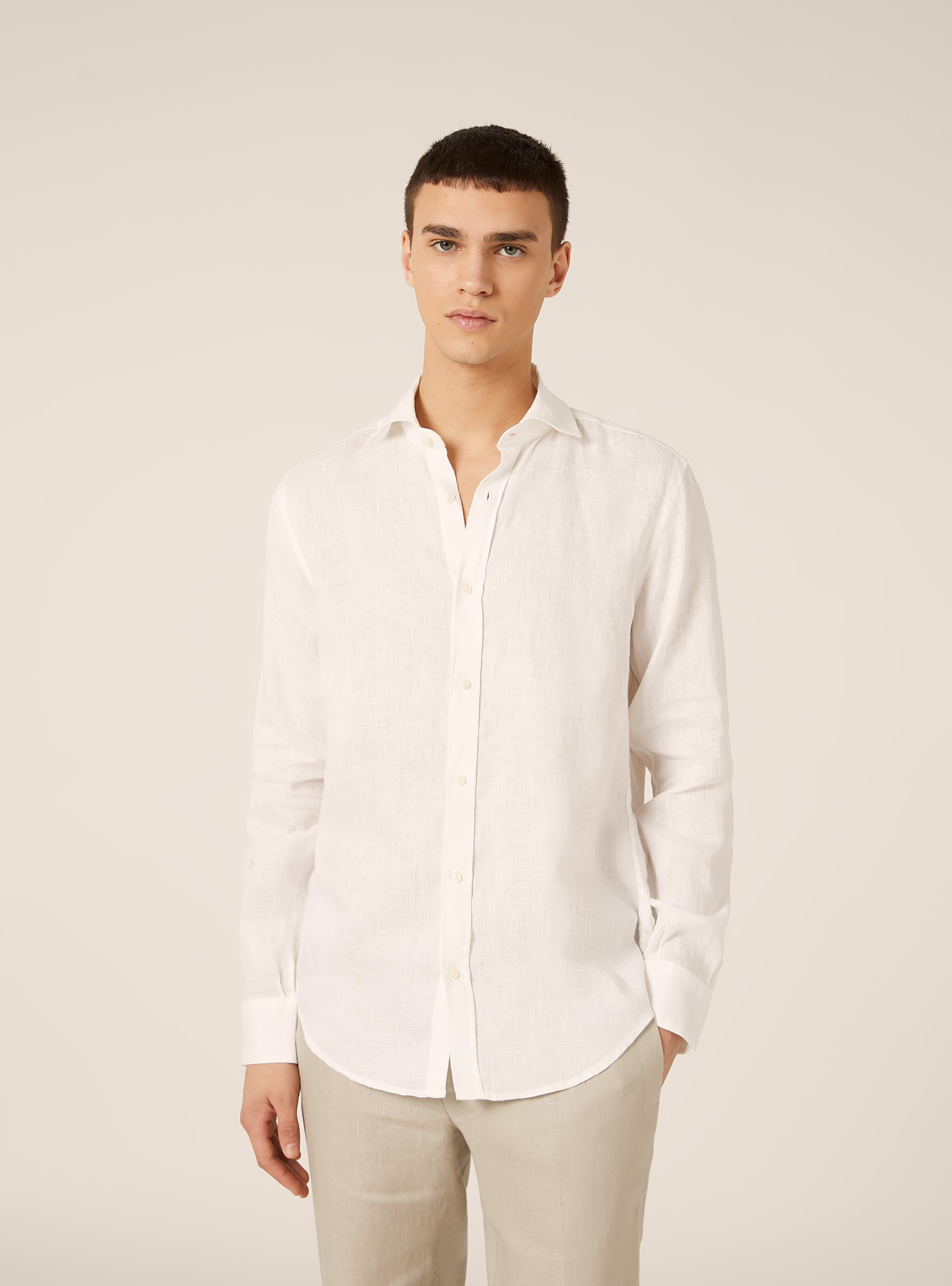 Camicia basica in lino, WH3 WHITE