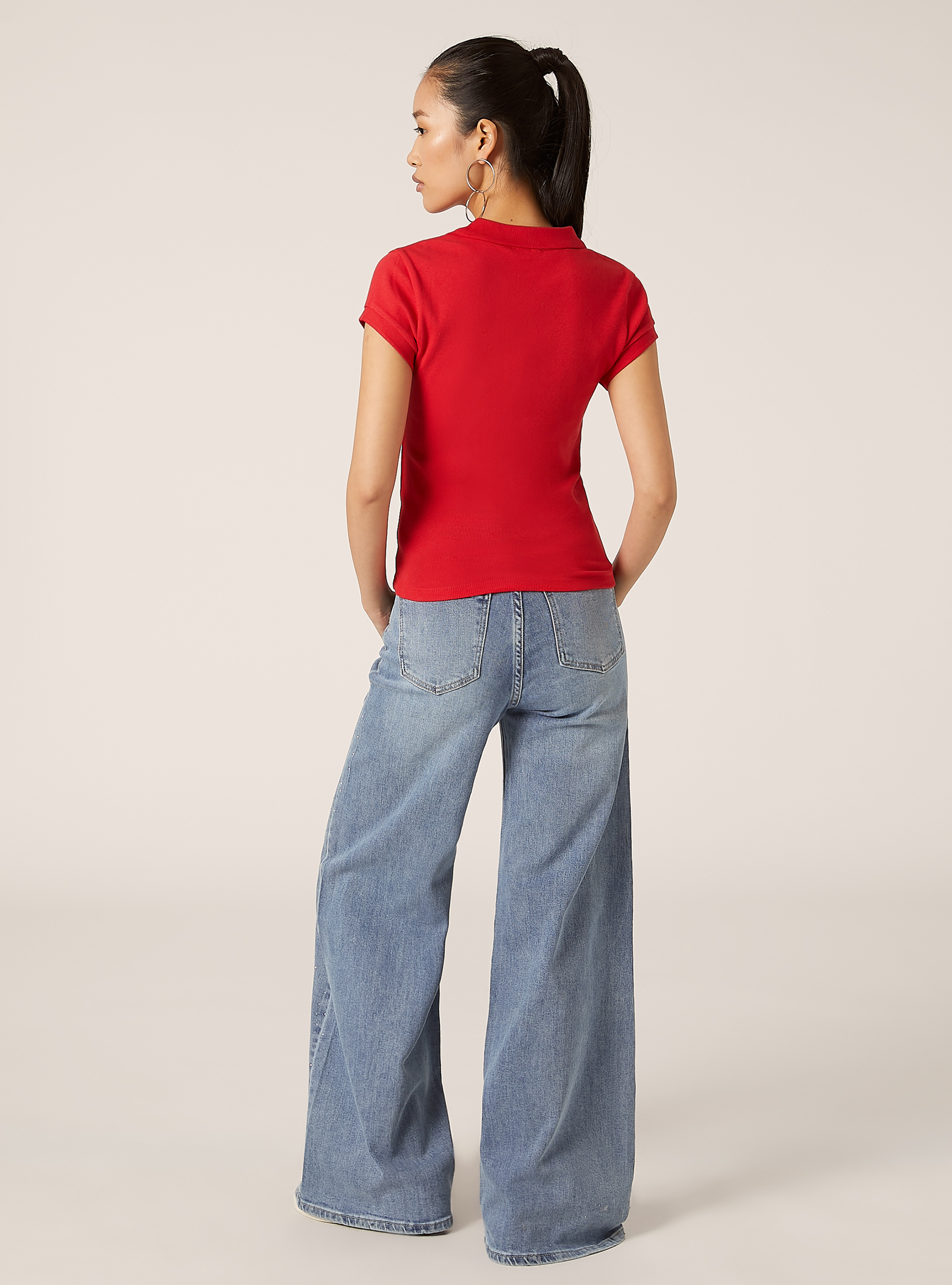 Polo in cotone a costine, RD2 RED MEDIUM