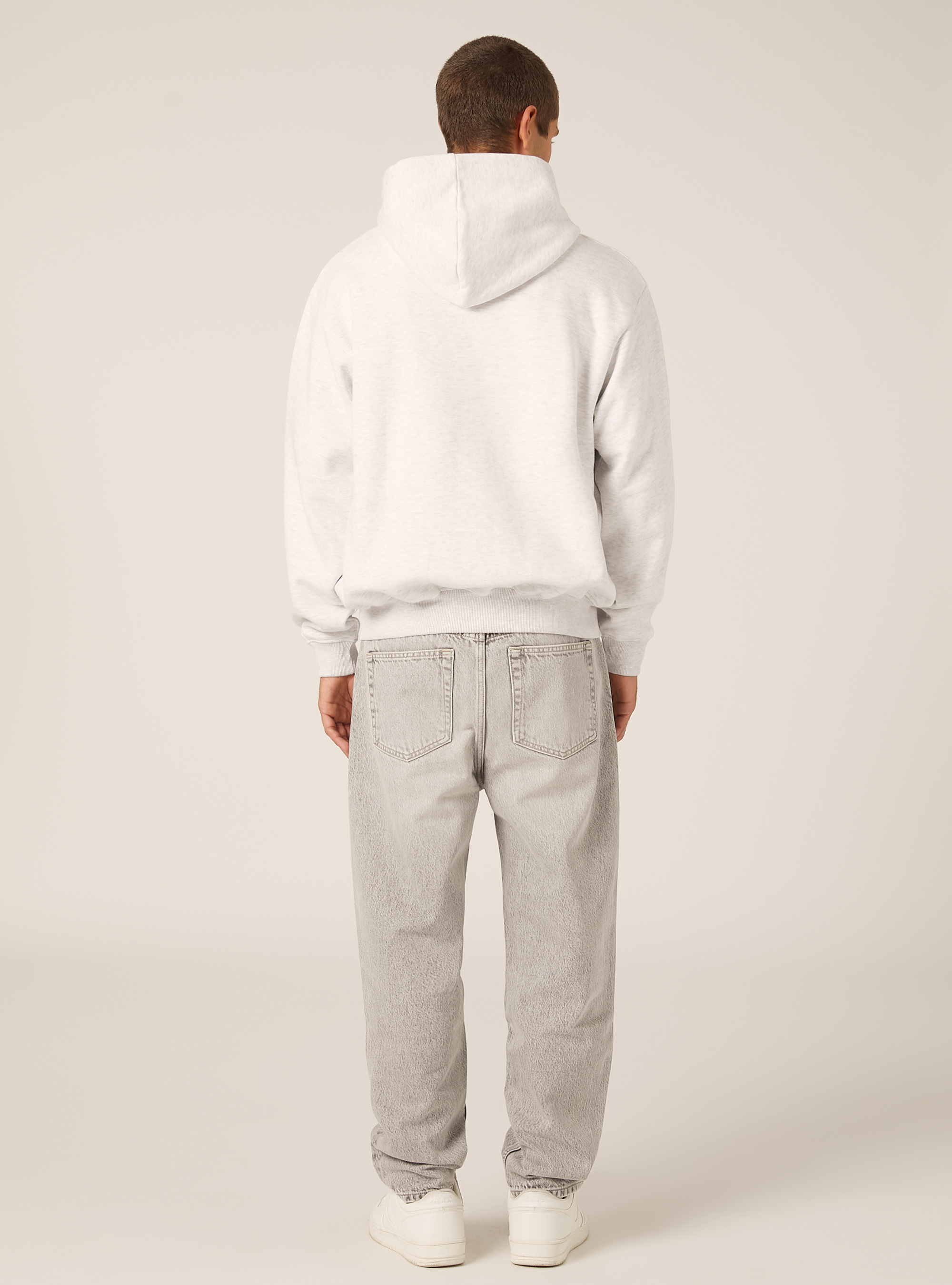 Boxy fit zip-up hoodie, MGY3 GREY MEL LIGHT