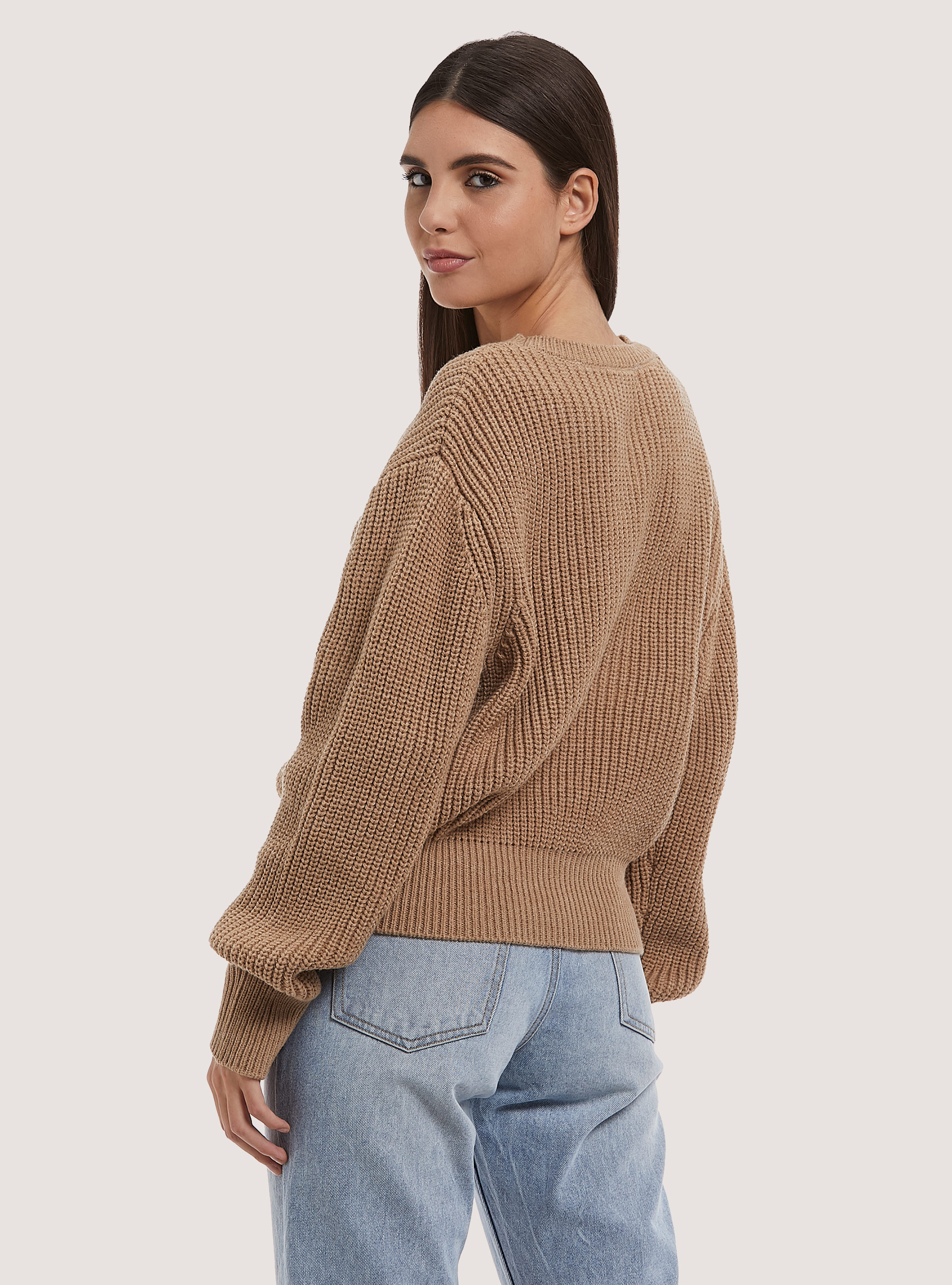 Pullover costa inglese comfort fit, C0511TOBACCO/C099WHITE