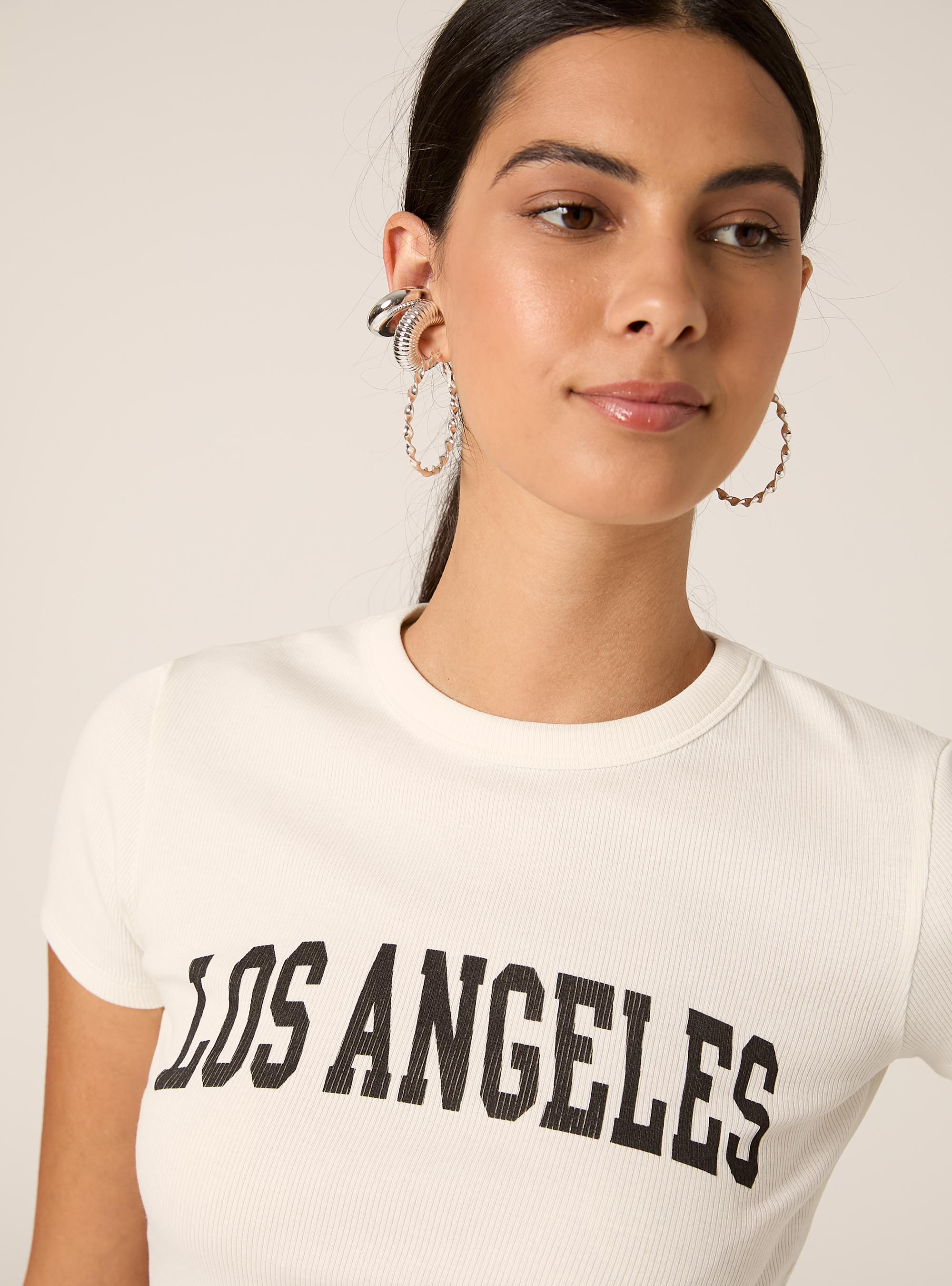 T-shirt court avec imprim&eacute; universitaire, WH1 OFF WHITE