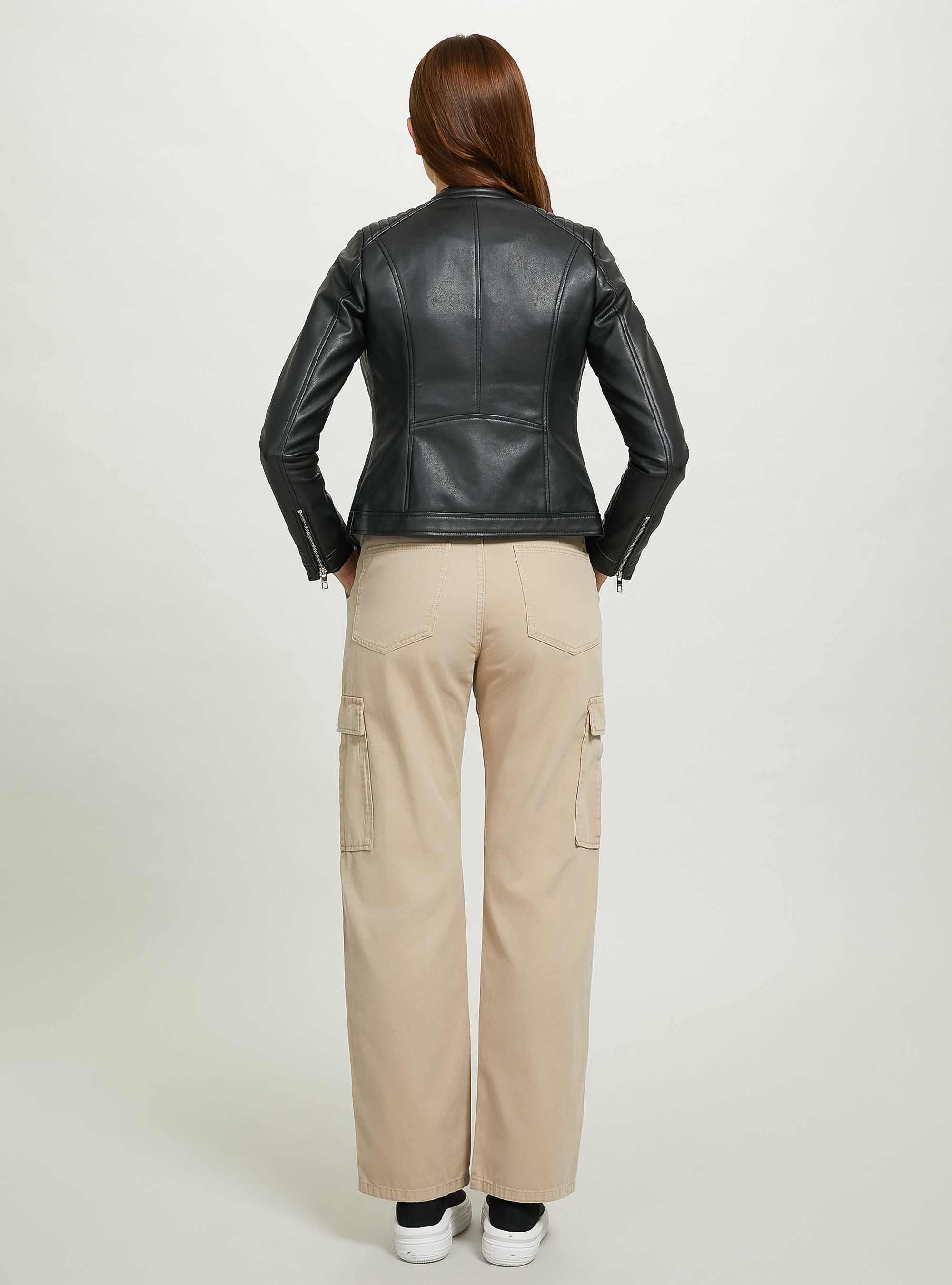 Leather-effect biker jacket, BK1 BLACK