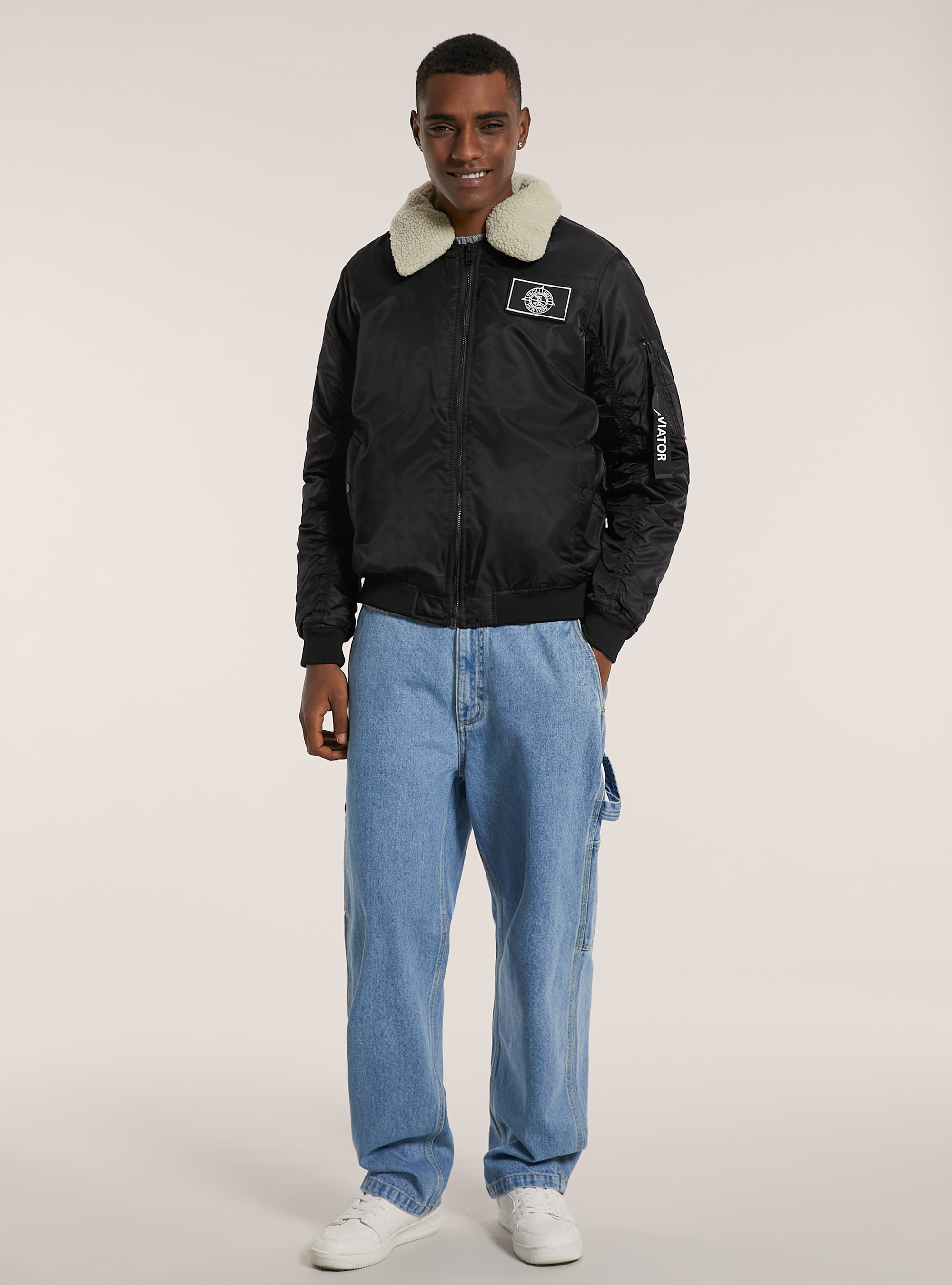 Bomber jacket with recycled padding, BK1 BLACK