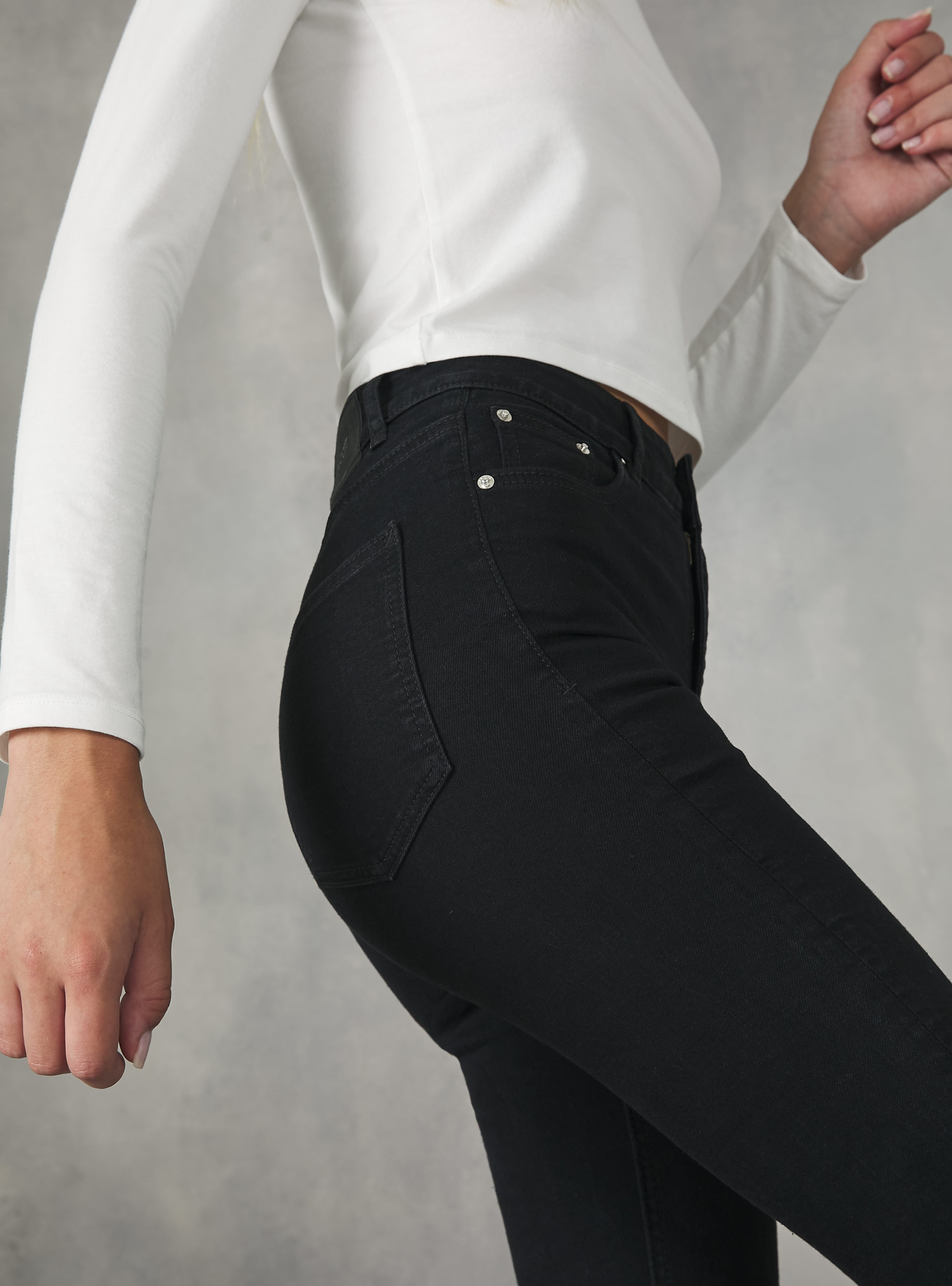 Vaqueros super skinny de cintura alta, D000 BLACK