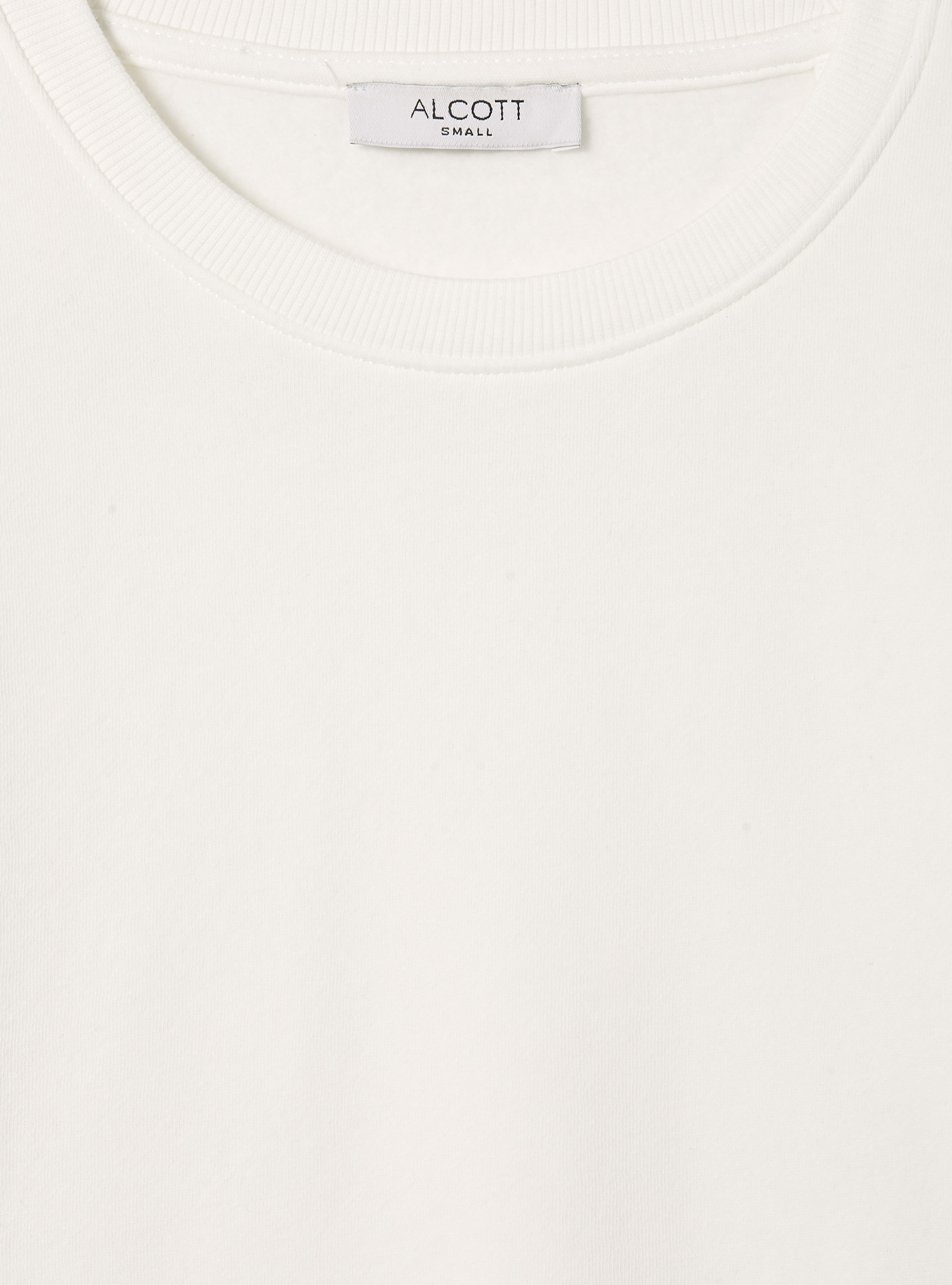 Sweat à col ras du cou en coton uni, WH2 WHITE