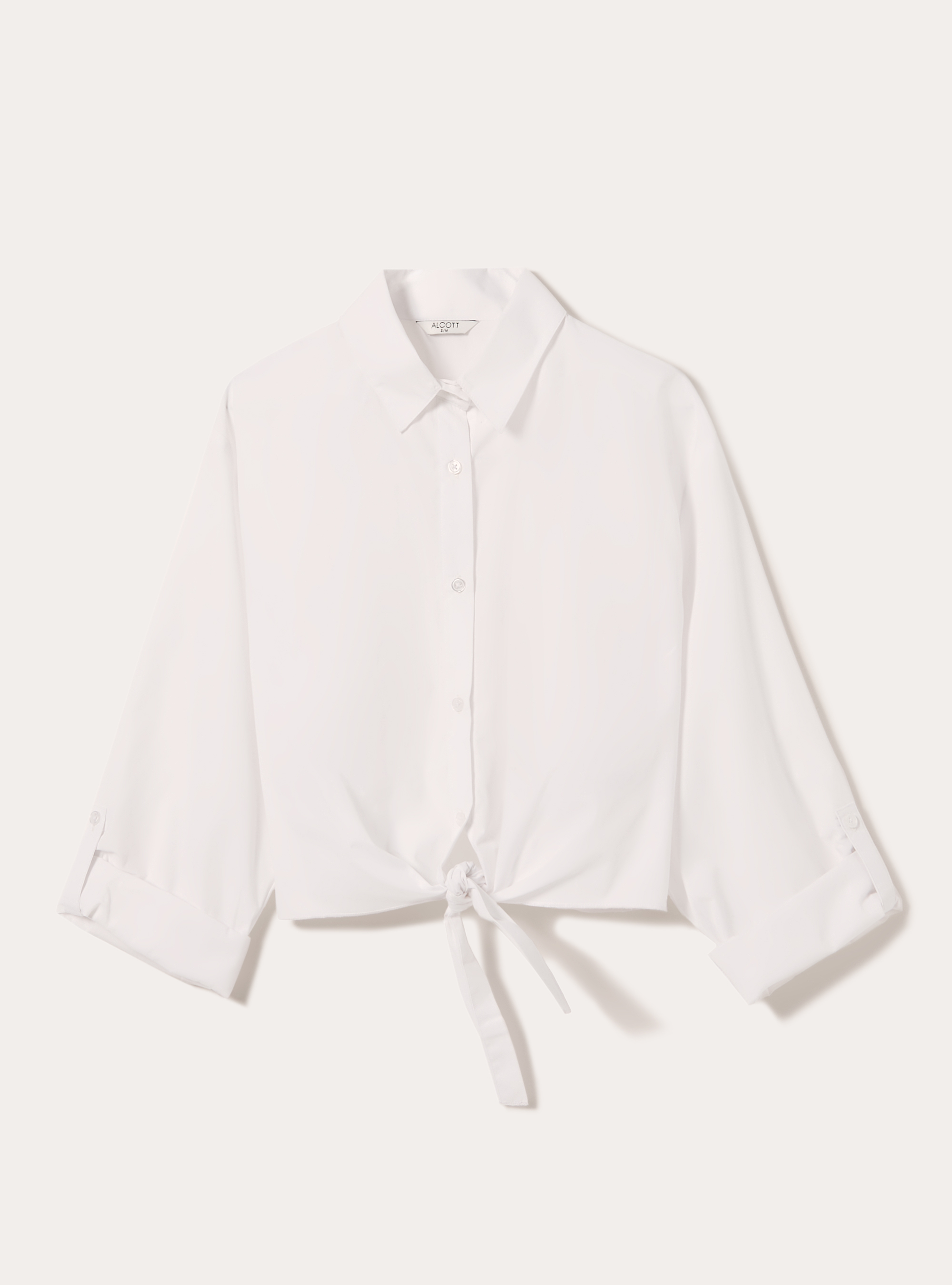 Chemise en popeline avec noeud, WH1 OFF WHITE