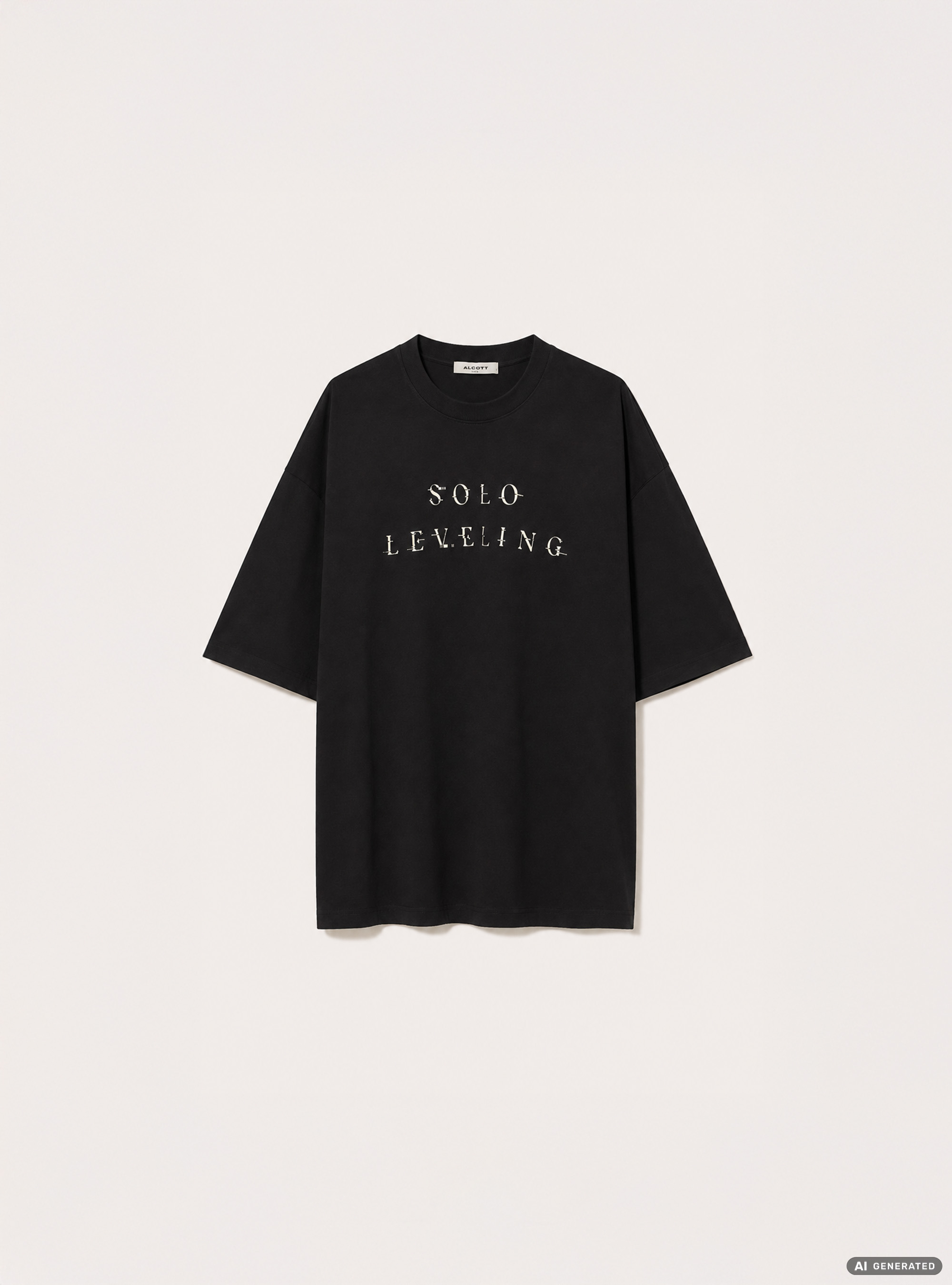 Licenza solo leveling t-shirt  boxy fit, BK1 BLACK