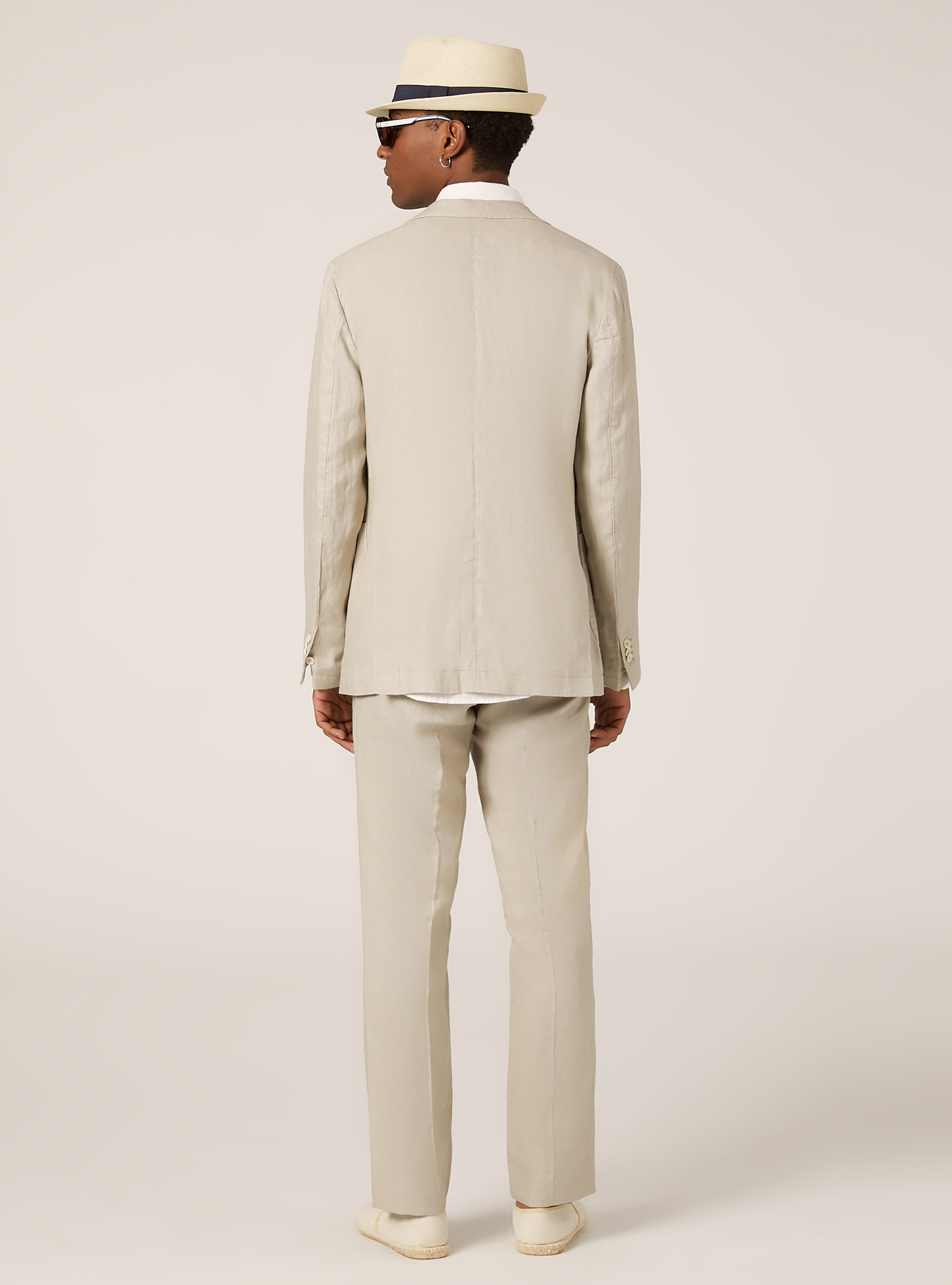 Single-breasted pure linen jacket, BG3 BEIGE LIGHT