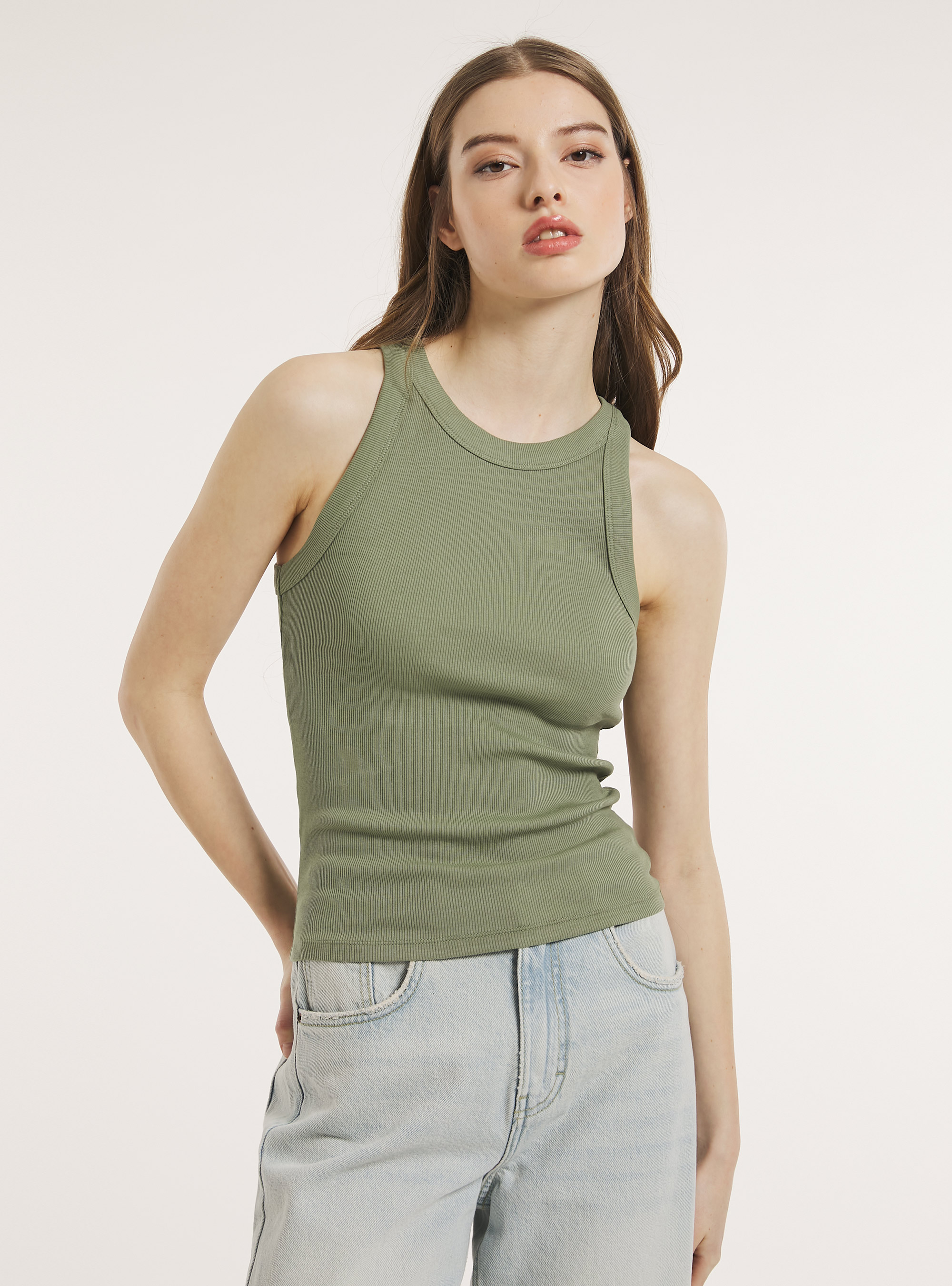 Ribbed cotton tank top, KY3 KAKY LIGHT