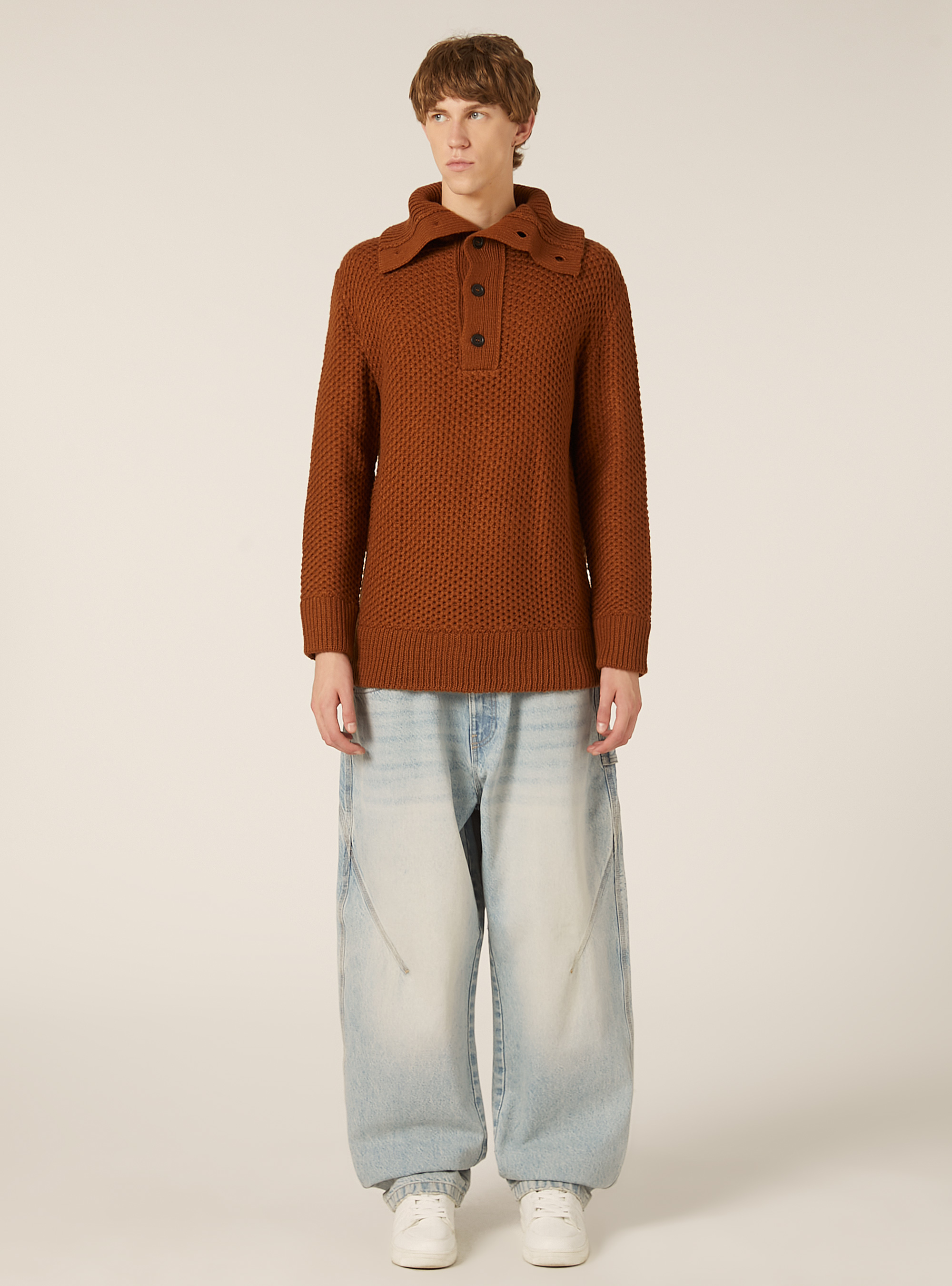 Pullover mit Polokragen, TB1 TOBACCO DARK