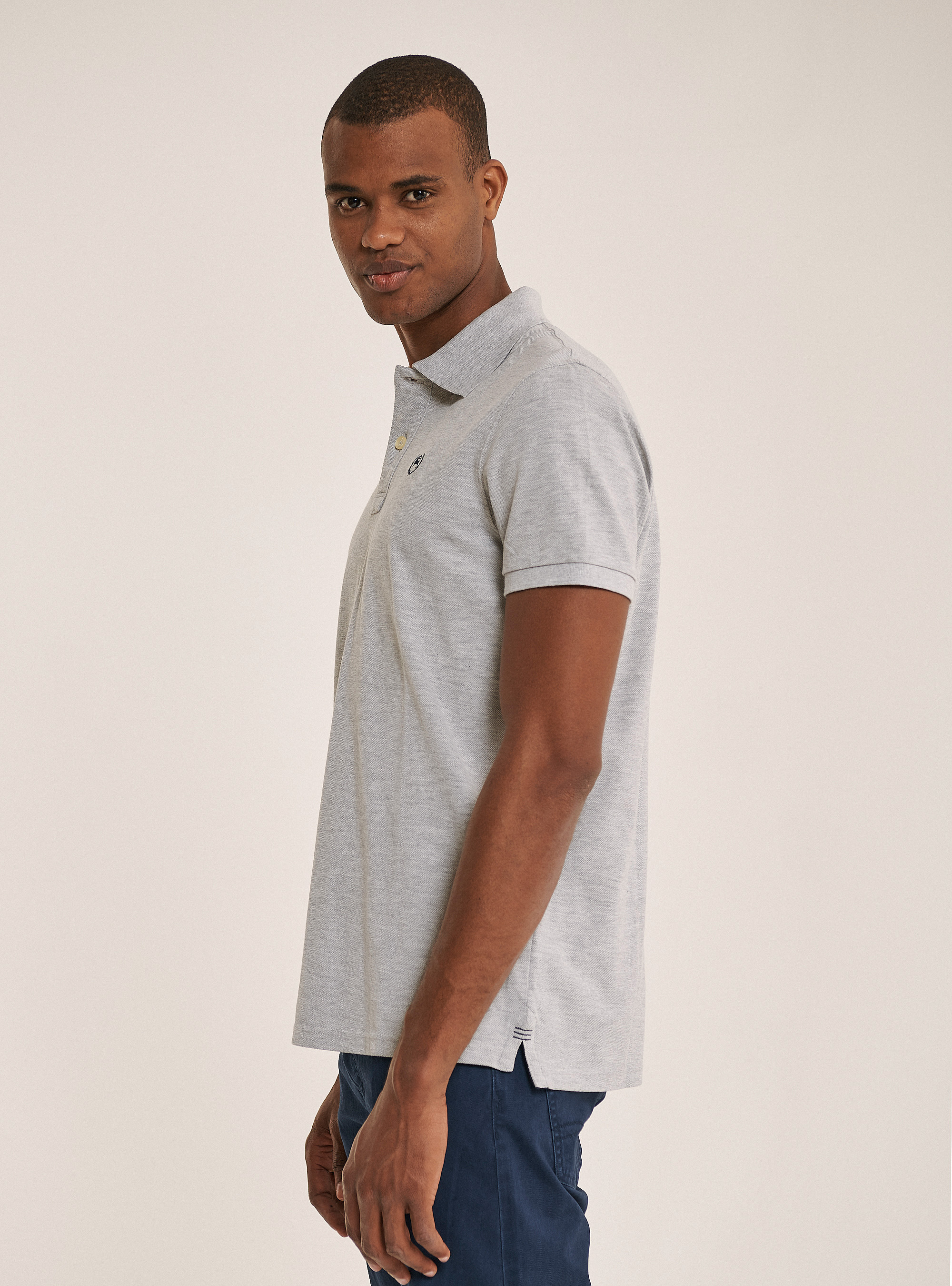 Polo en coton piqué avec logo, C143 LIGHT GREY M