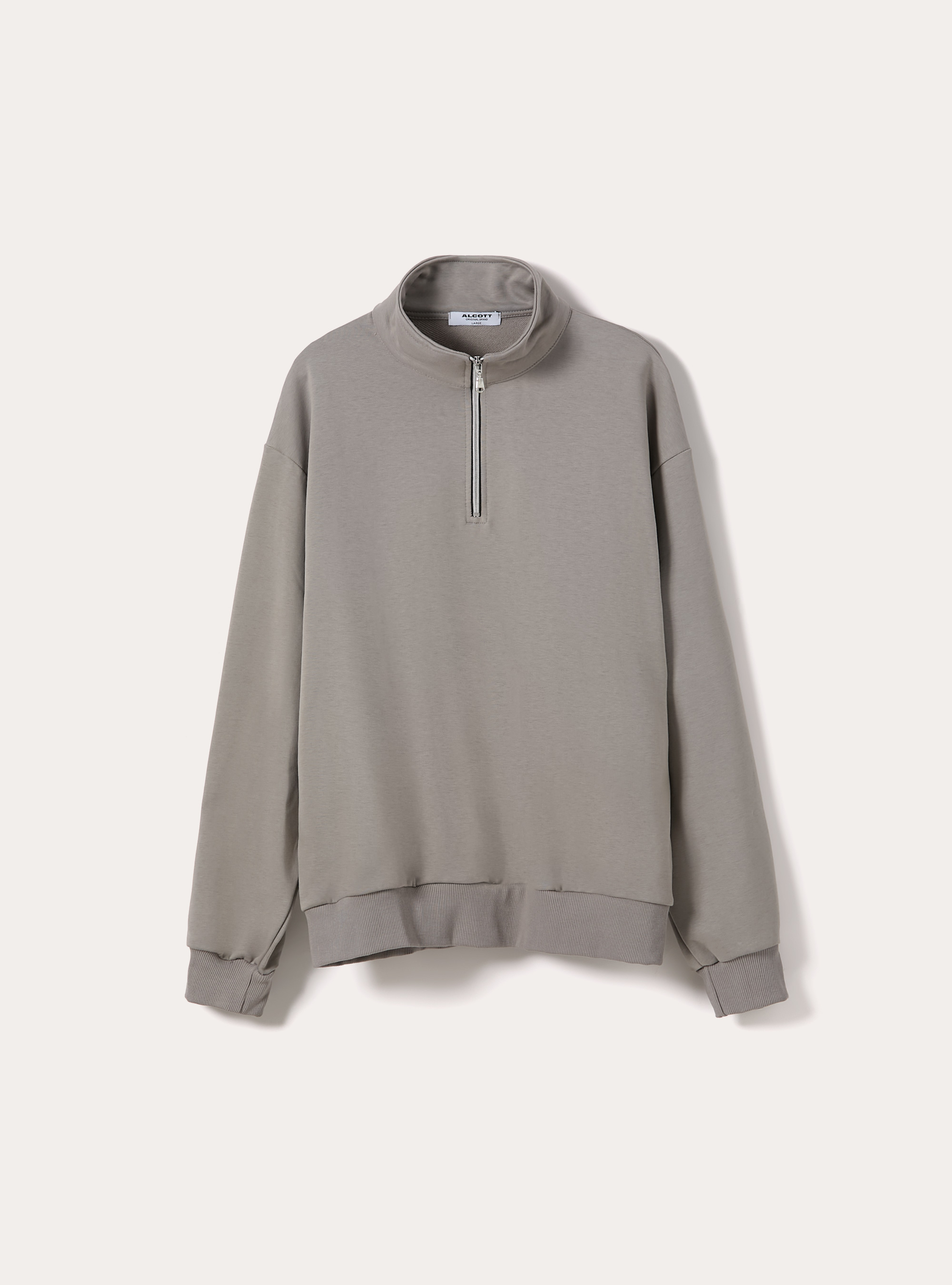 Felpa mezzo collo con zip boxy fit, GY2 GREY MEDIUM
