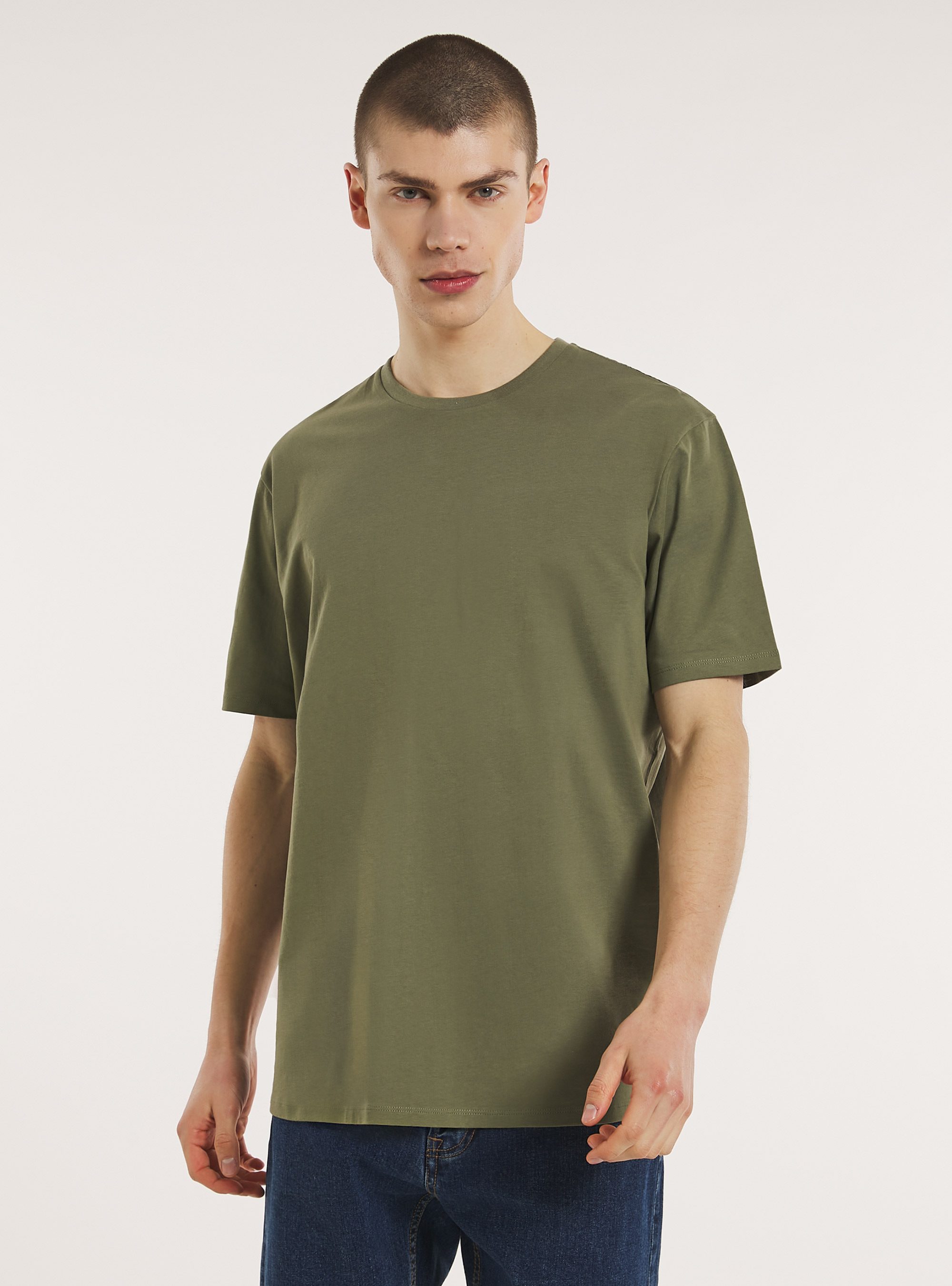 Crew-neck cotton T-shirt, KY2 KAKY MEDIUM