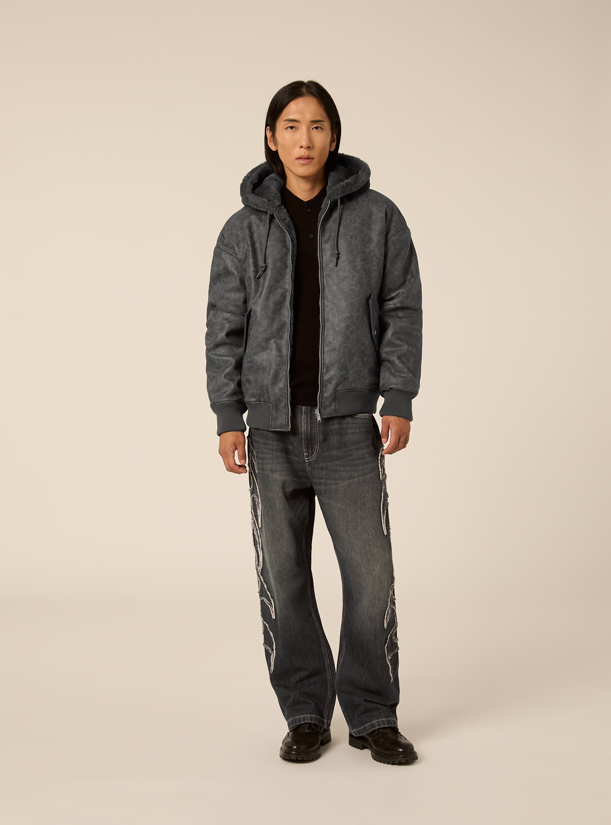 Bomber reversibile con cappuccio, GY2 GREY MEDIUM