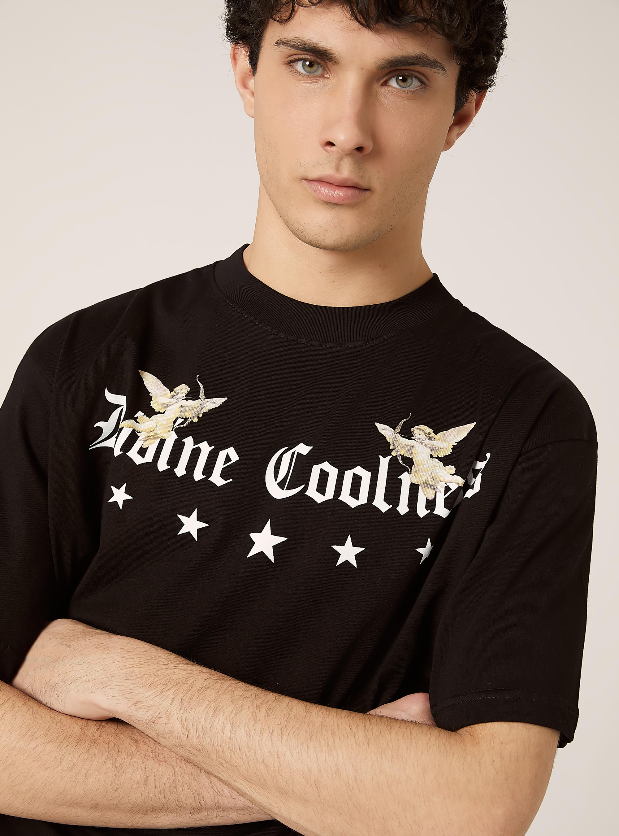 Camiseta boxy fit con estampado, BK1 BLACK