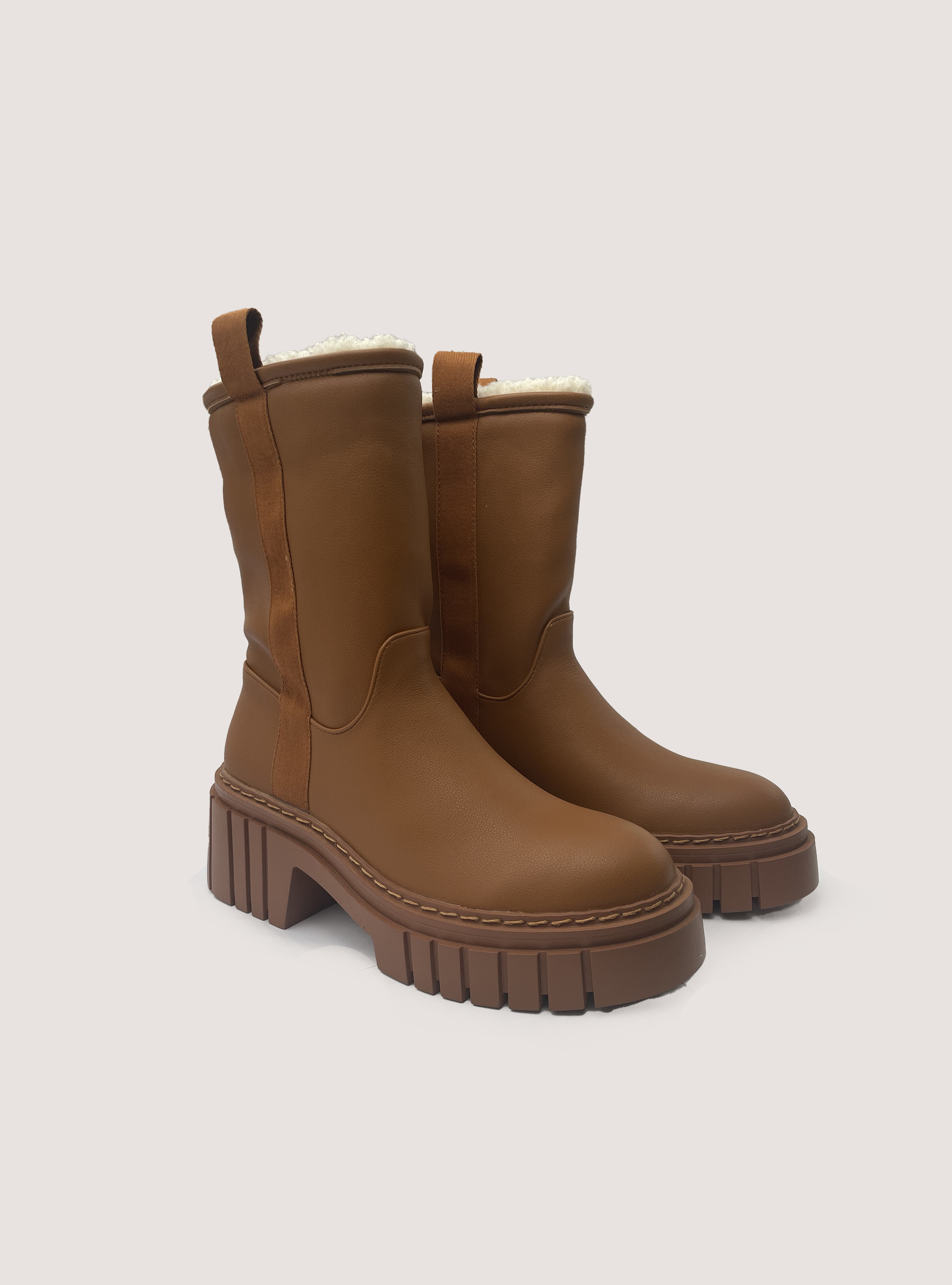 Stivaletti con sherpa, BG1 BEIGE DARK