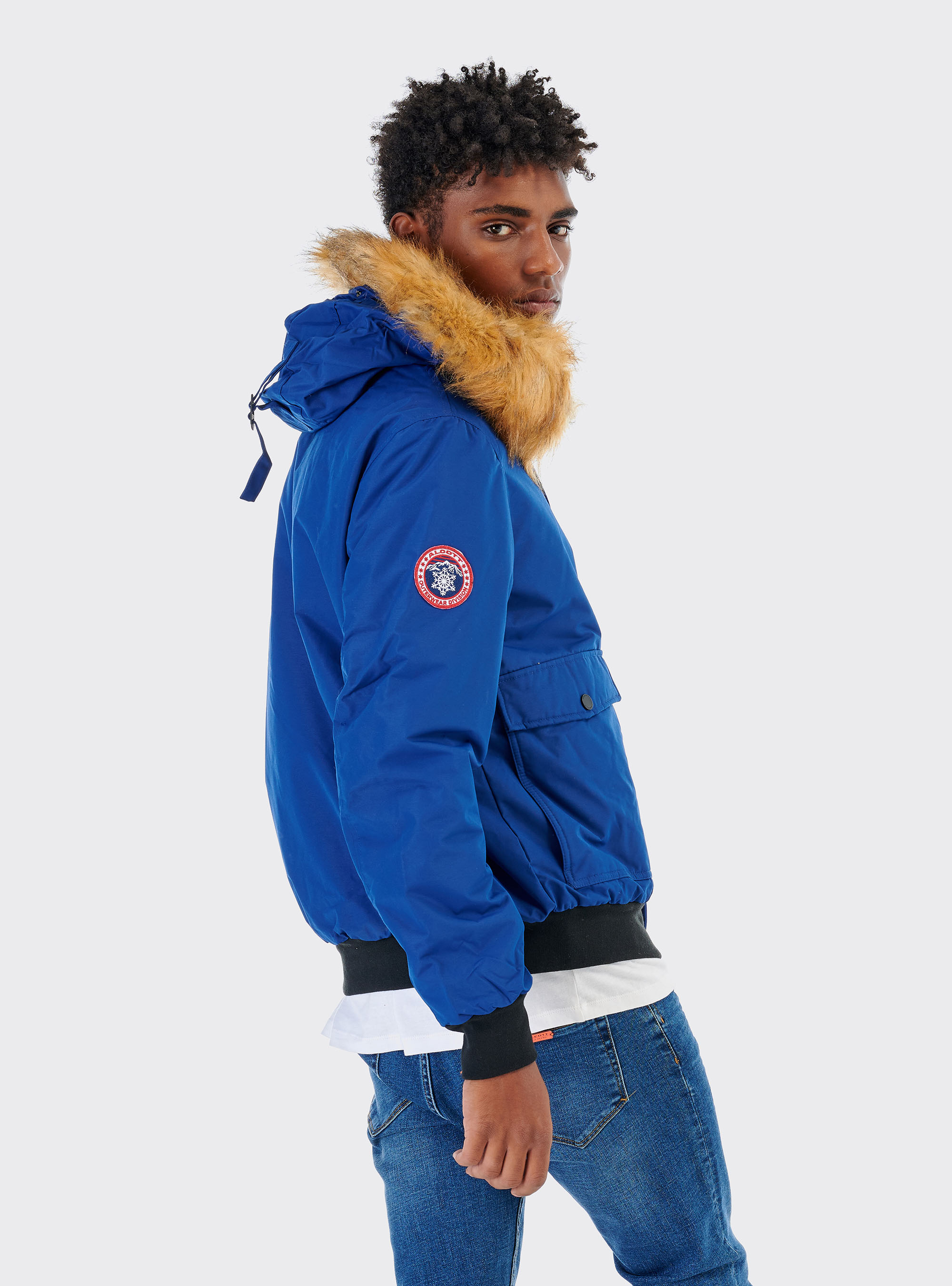 Giubbotto collo pelliccia, BLU ROYAL